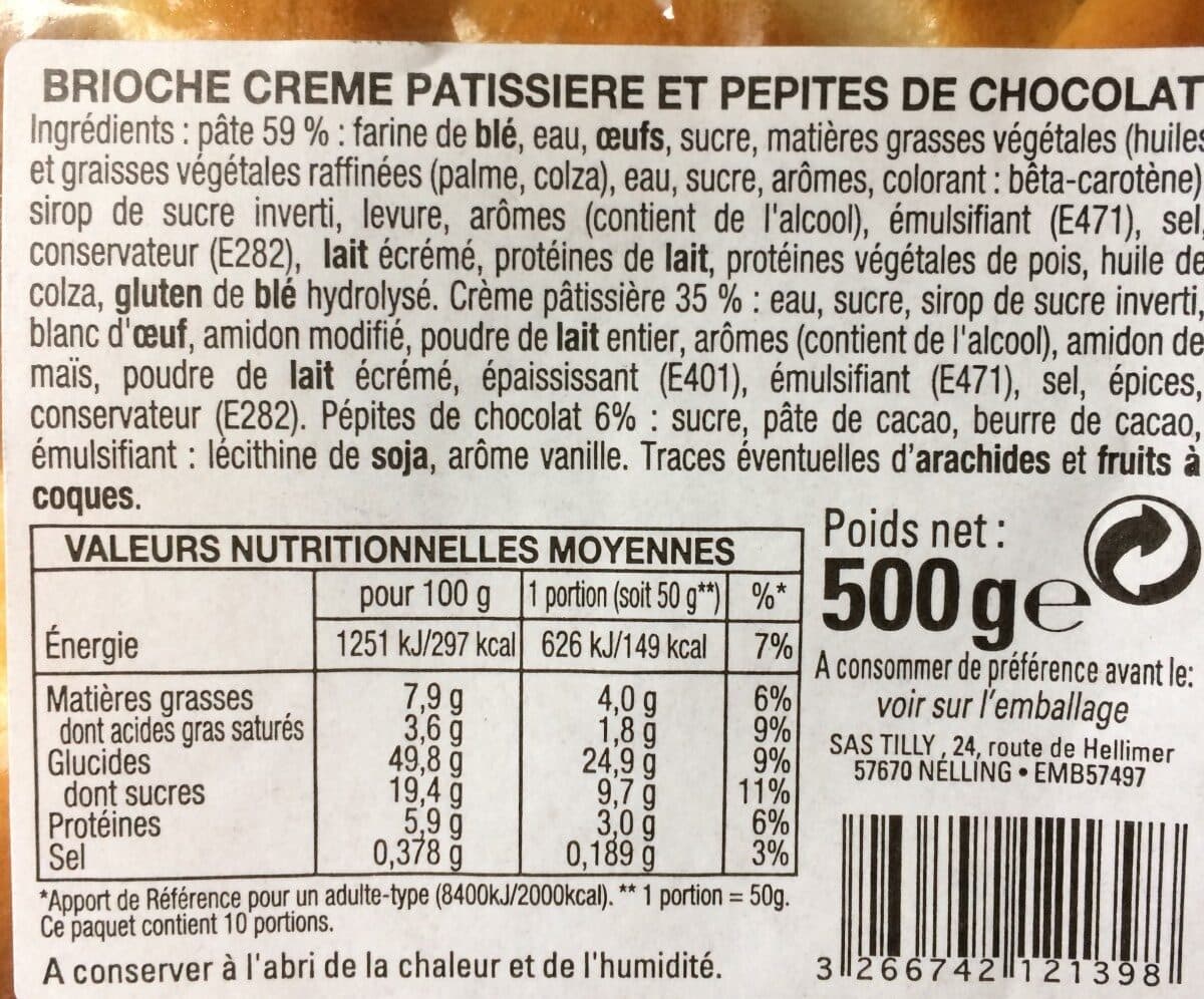 Open Food Facts Brioche crème pâtissière et pépites de chocolat packshot
