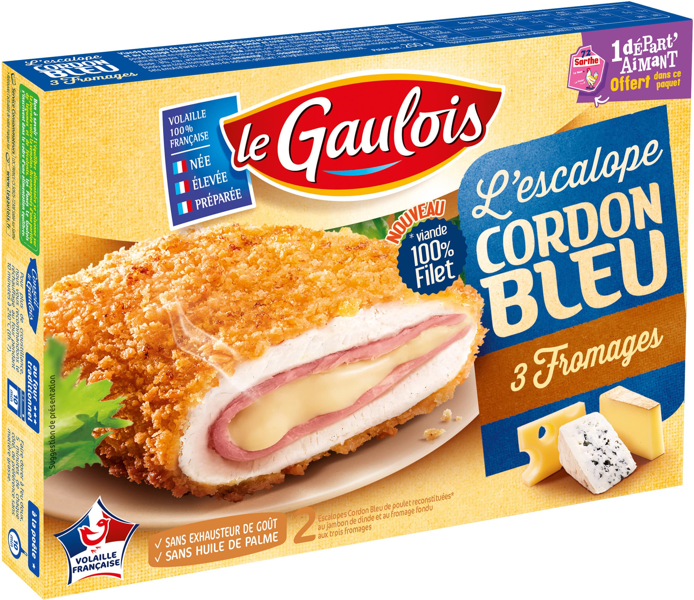 le Gaulois cordon bleu aux 3 fromages x2 packshot
