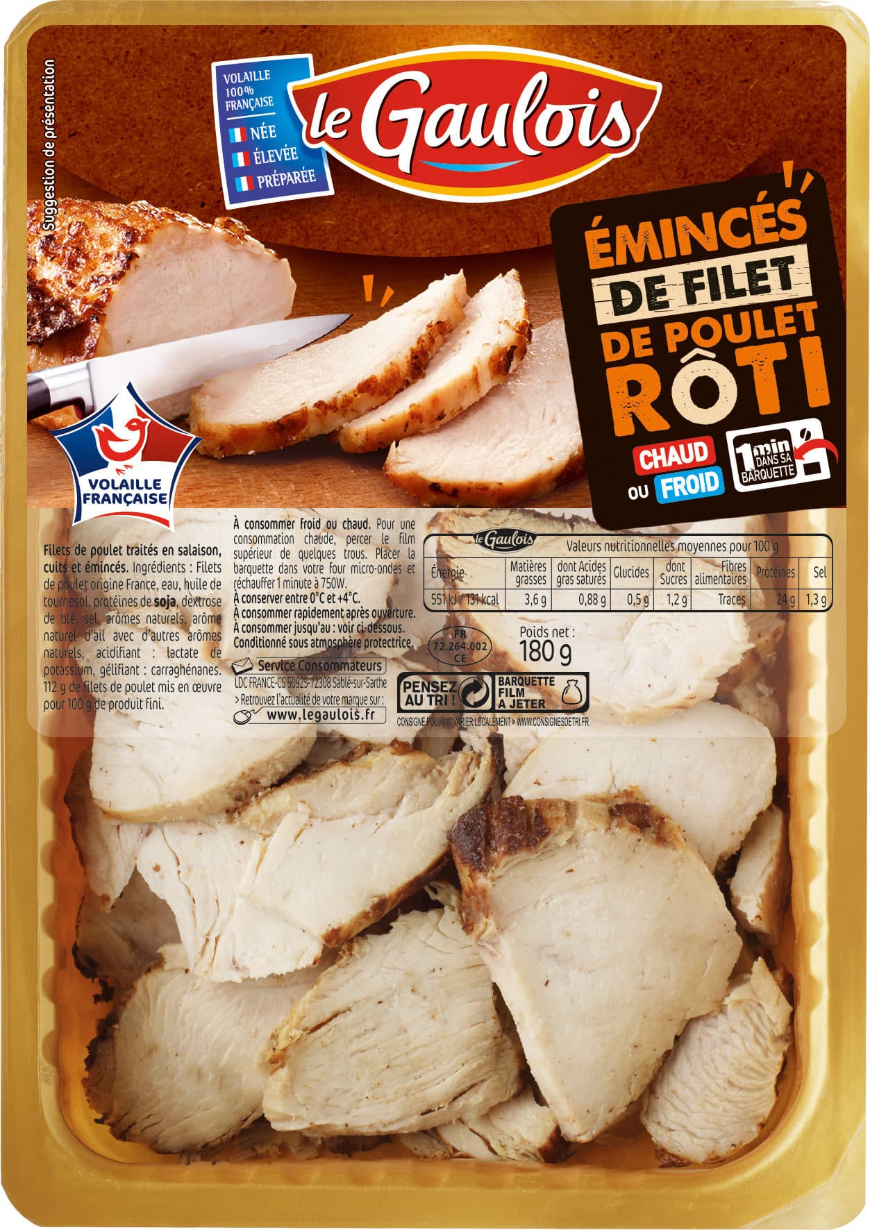 Le gaulois Emincés de filet de poulet rôti packshot