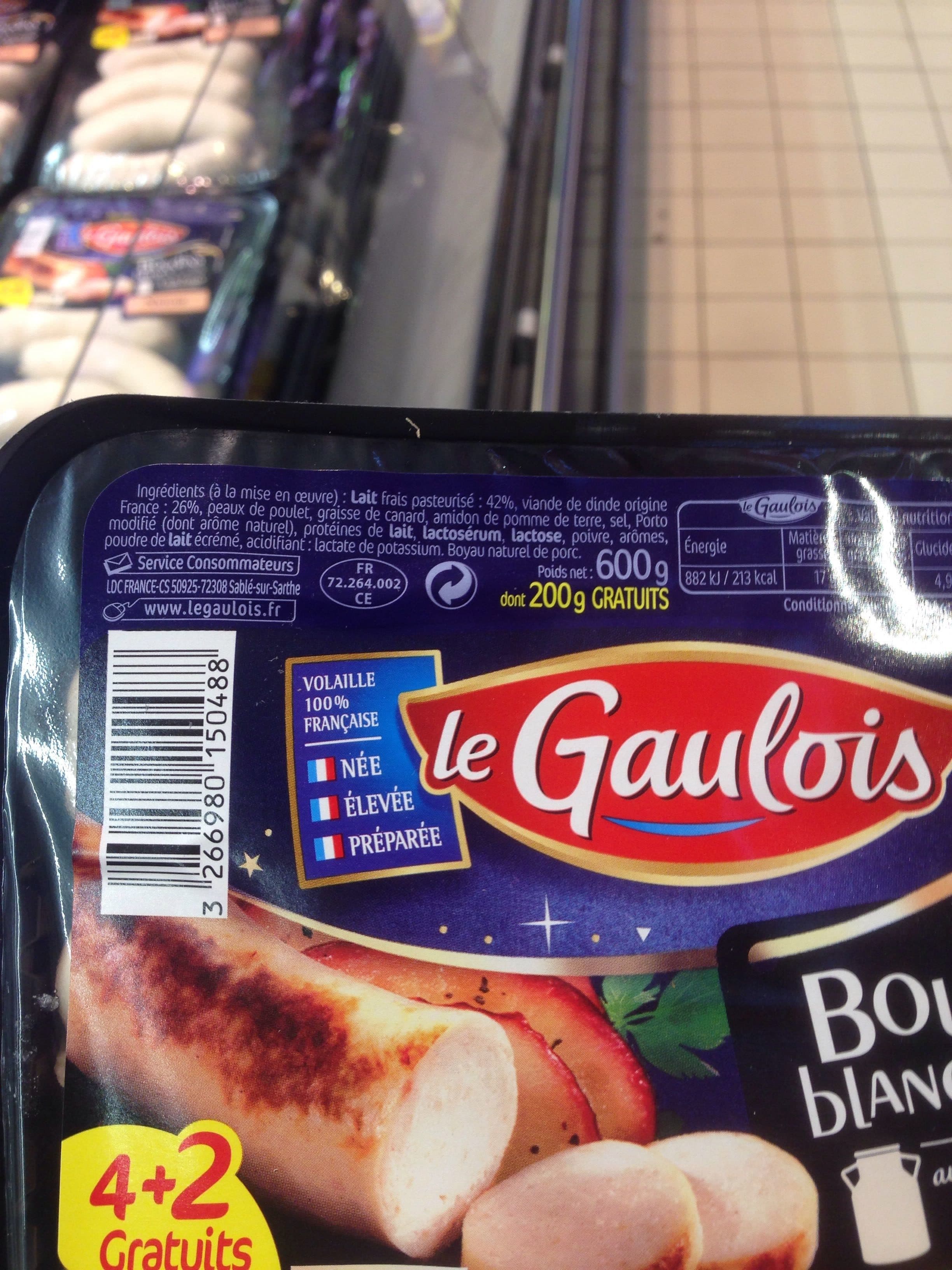 Le gaulois boudins blancs nature 4+2 gratuits packshot