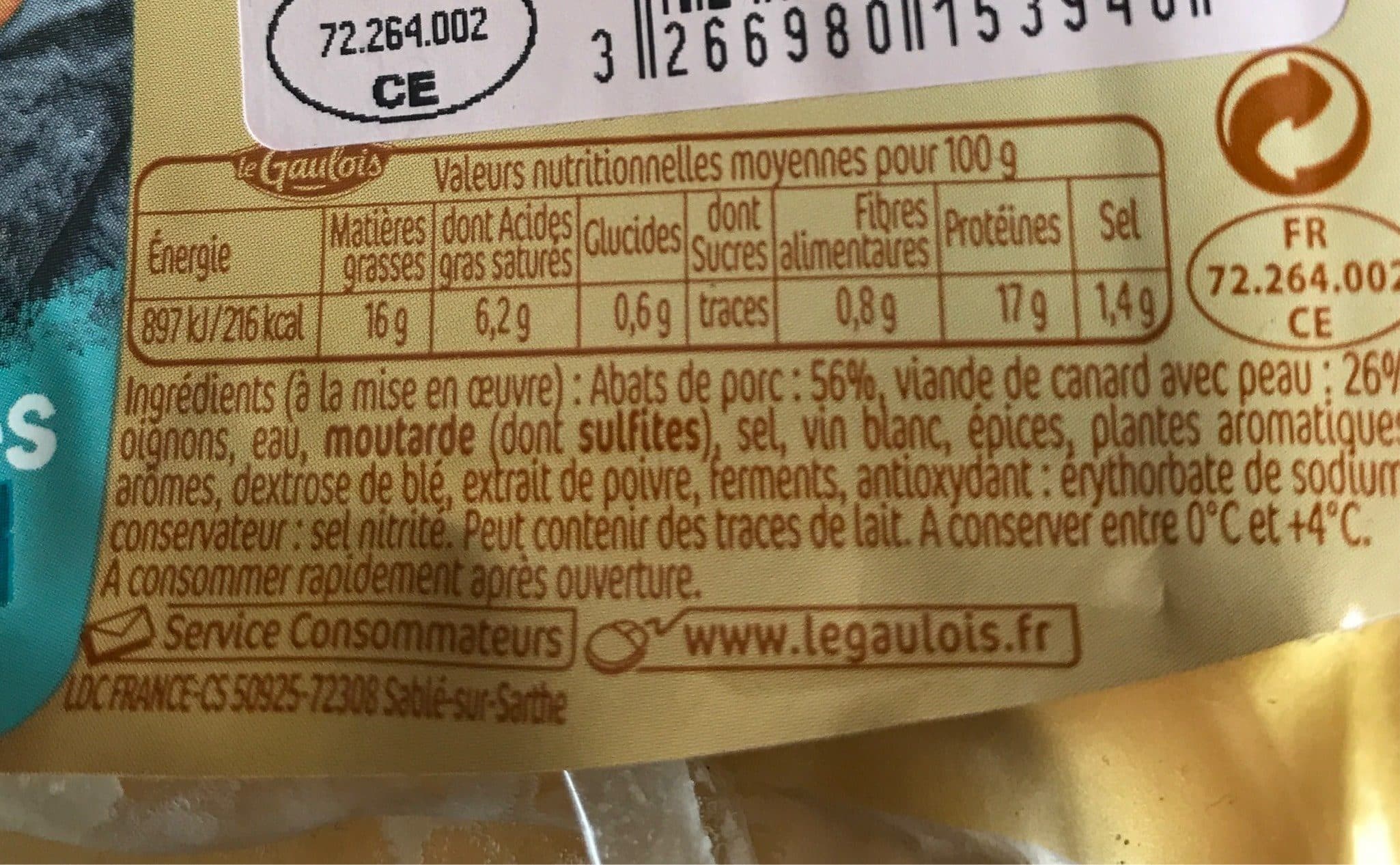 Le gaulois Andouillettes canard x2 packshot