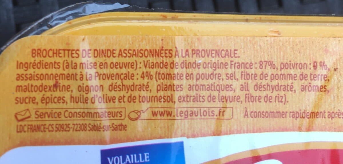 Le Gaulois , Brochettes de dinde saveur provençale, la barquette 4 380 g packshot
