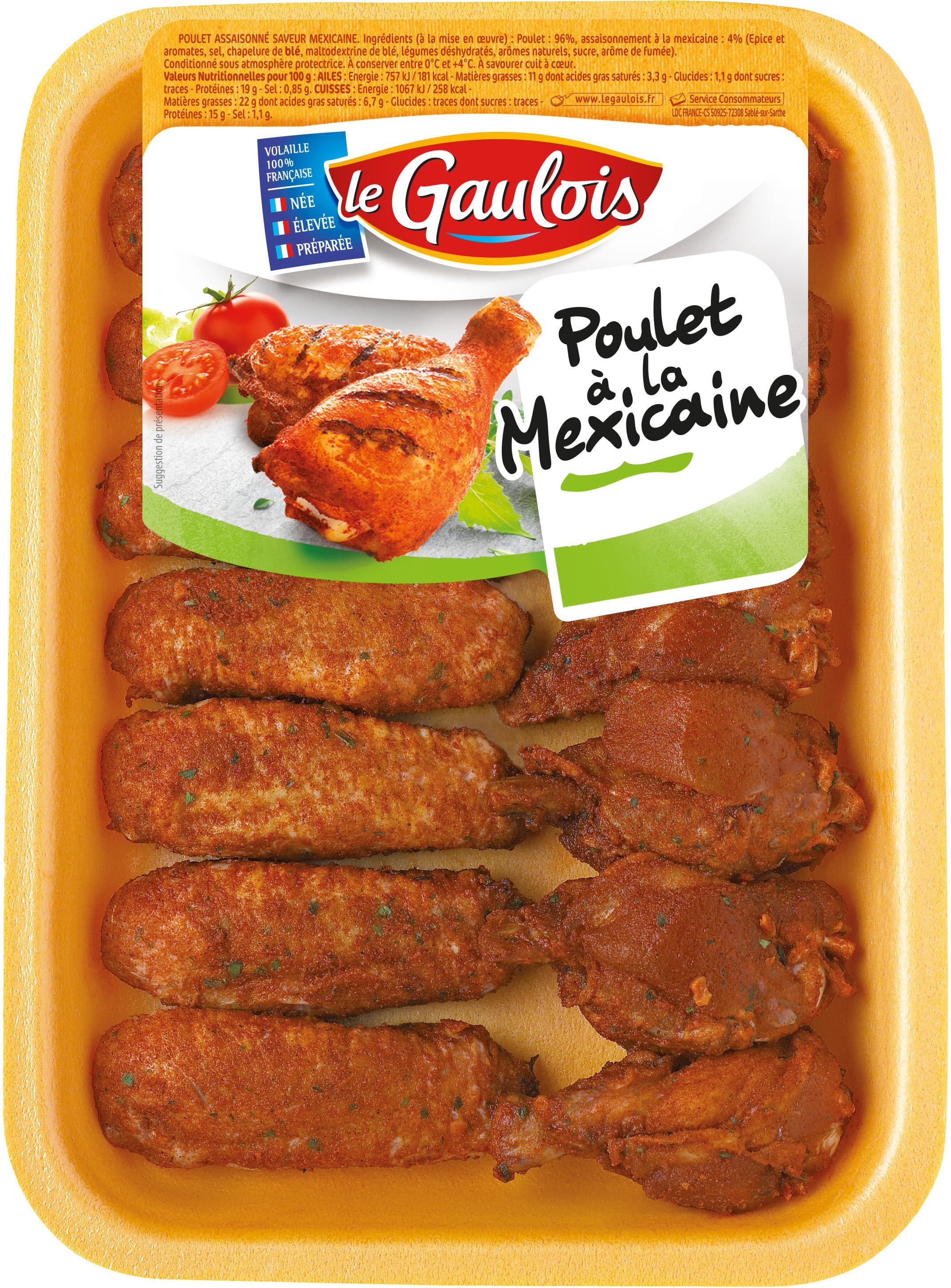 Le gaulois ailes de poulet découpées à la mexicaine packshot