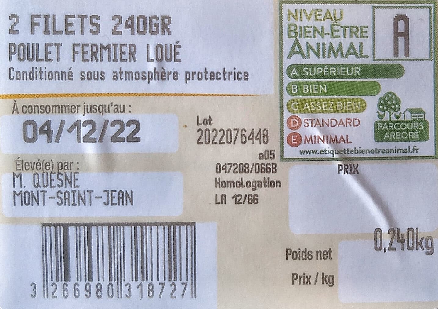 Loué Filet de poulet fermier blanc packshot