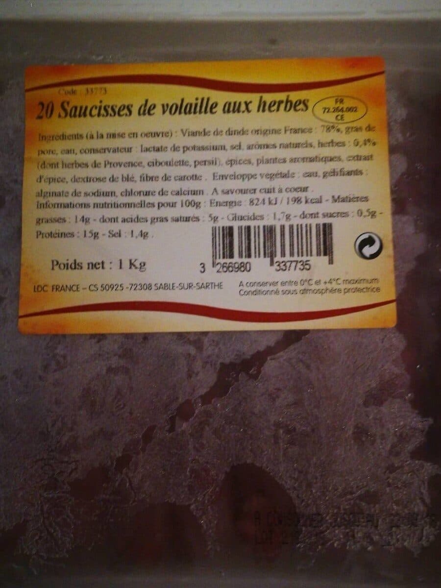 Open Food Facts Saucisse de volaille aux herbes packshot