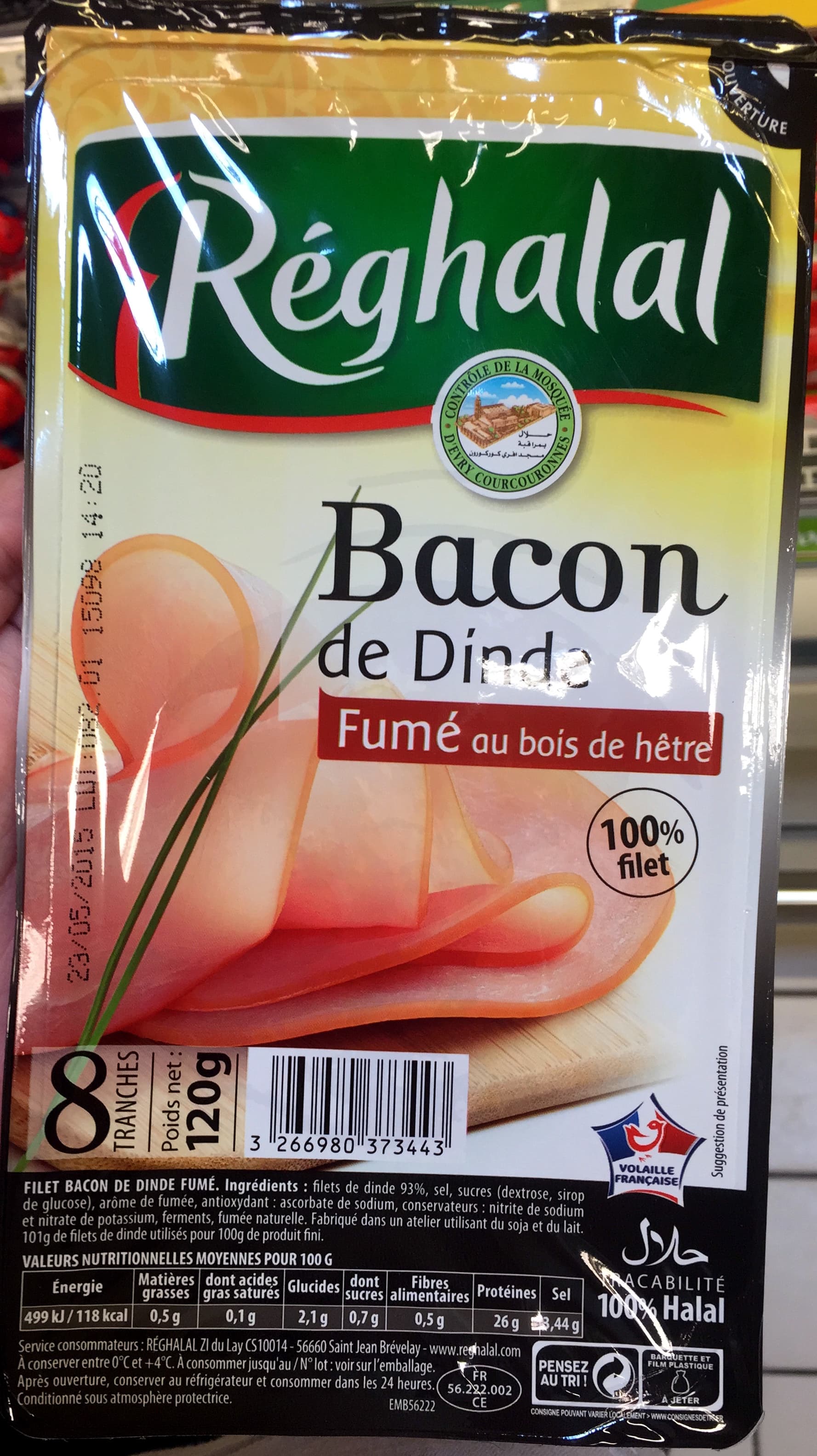 Réghalal Bacon de dinde fumé au bois de hêtre packshot