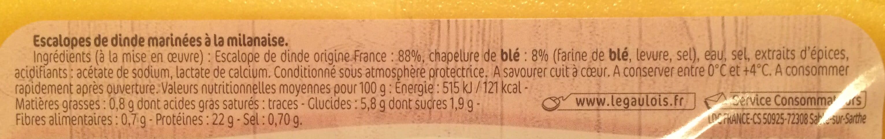 Le gaulois Escalpe de dinde à la milanaise packshot
