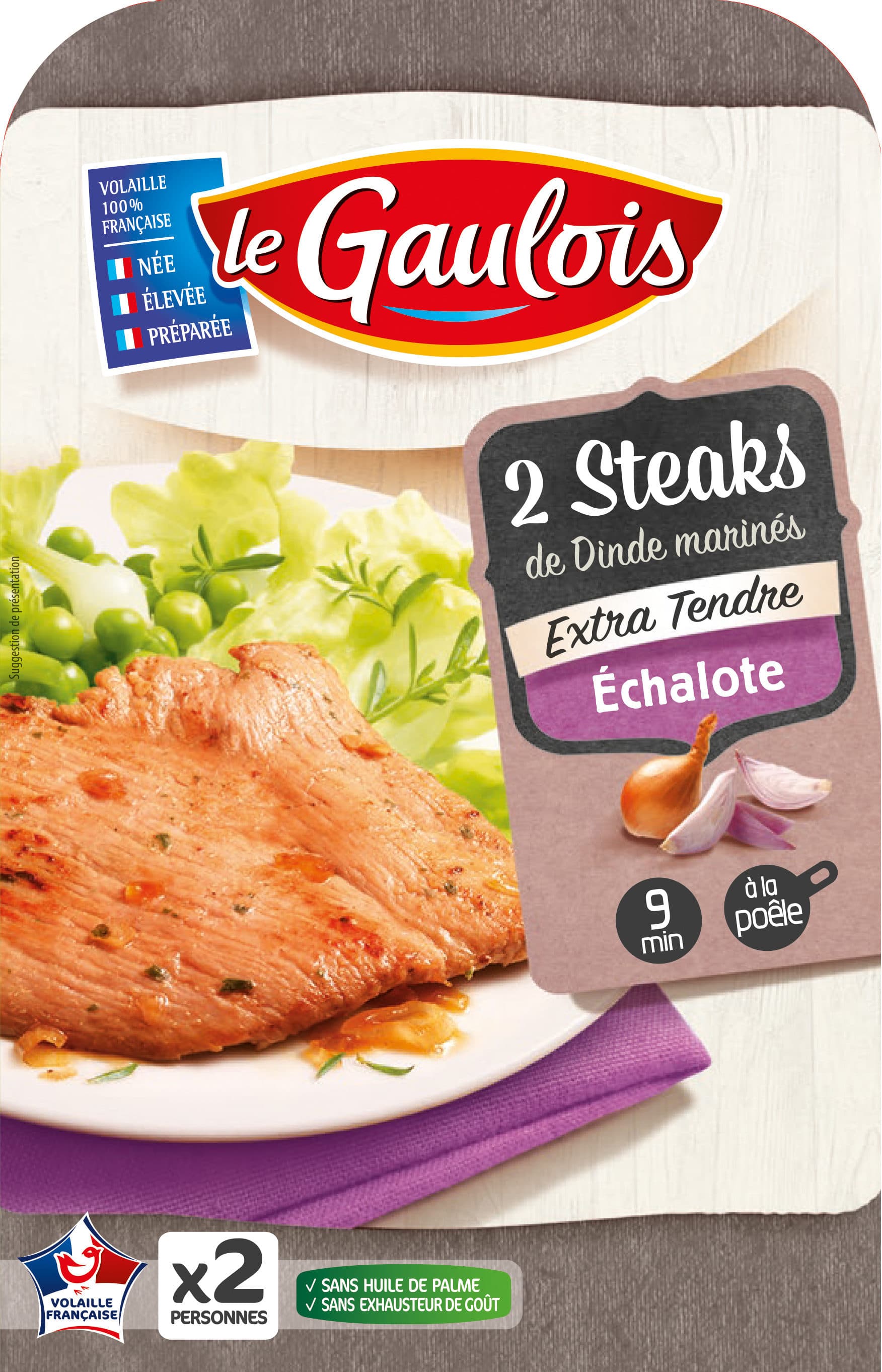 Le Gaulois 2 steaks de dinde marinées à l'échalote packshot