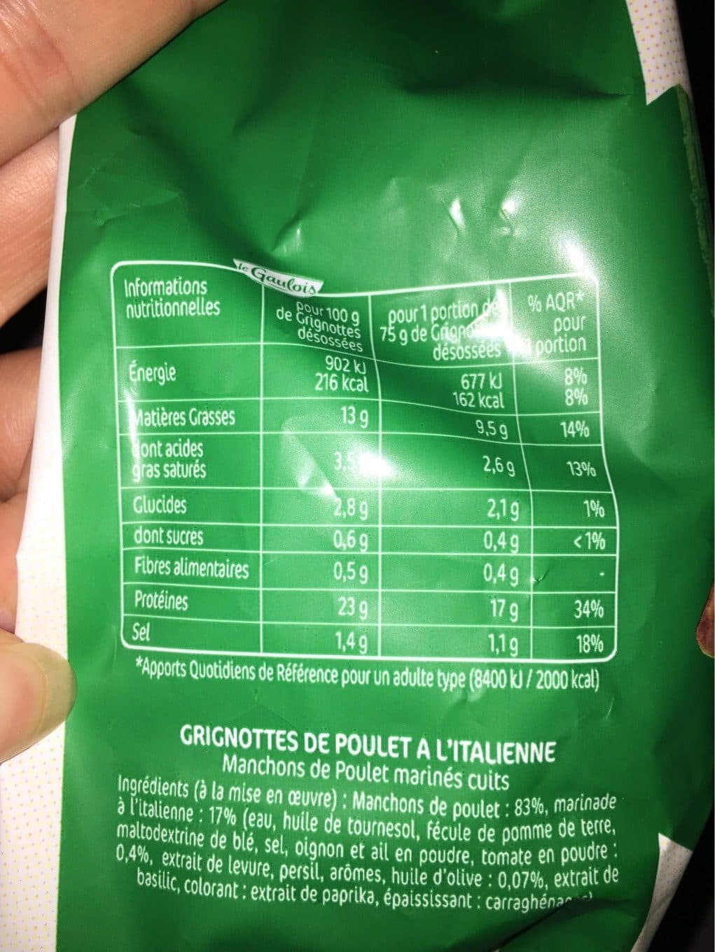 Le gaulois grignottes à l'italienne en sac packshot
