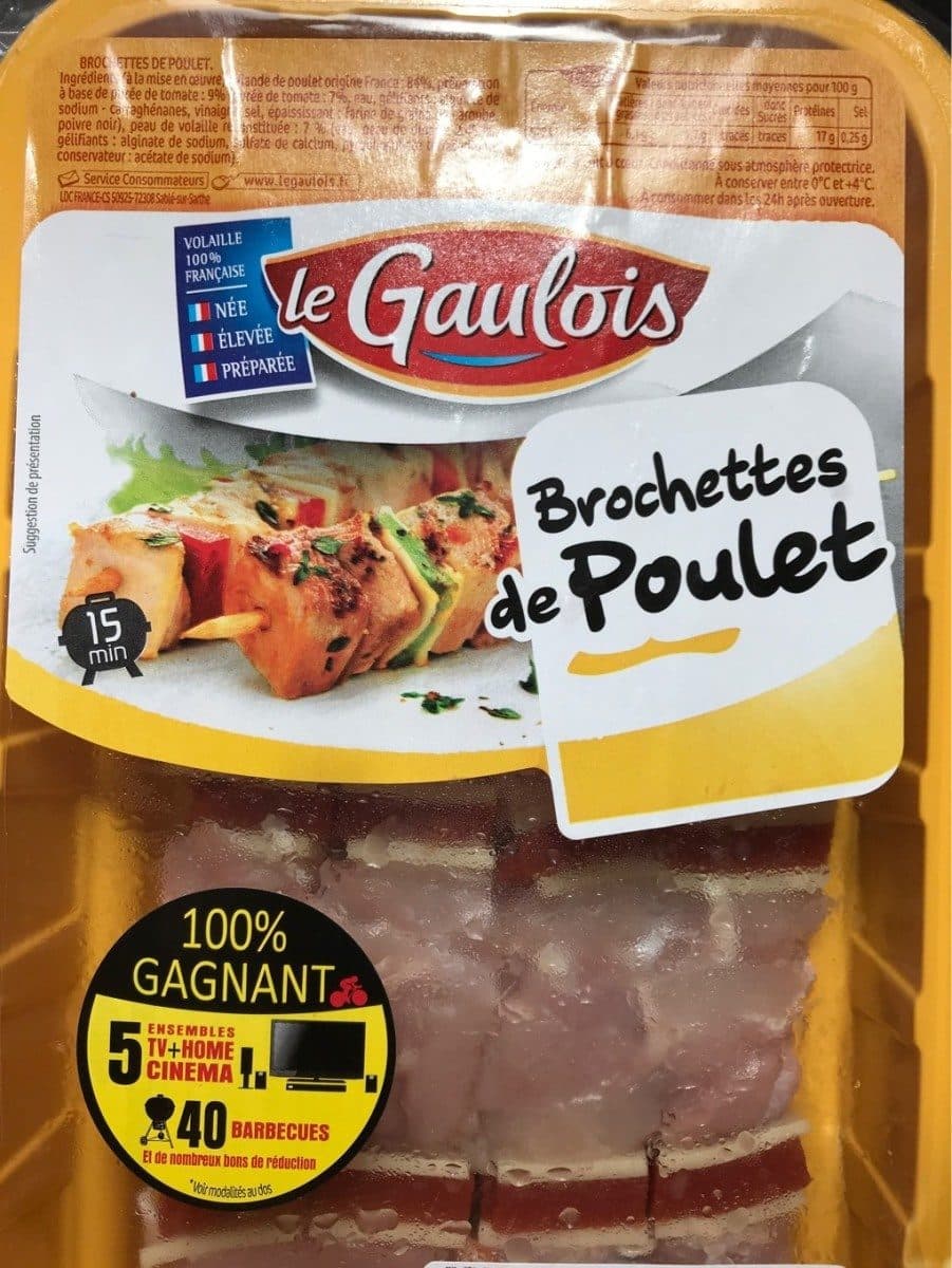 Le gaulois brochettes de poulet x 4 s/at packshot