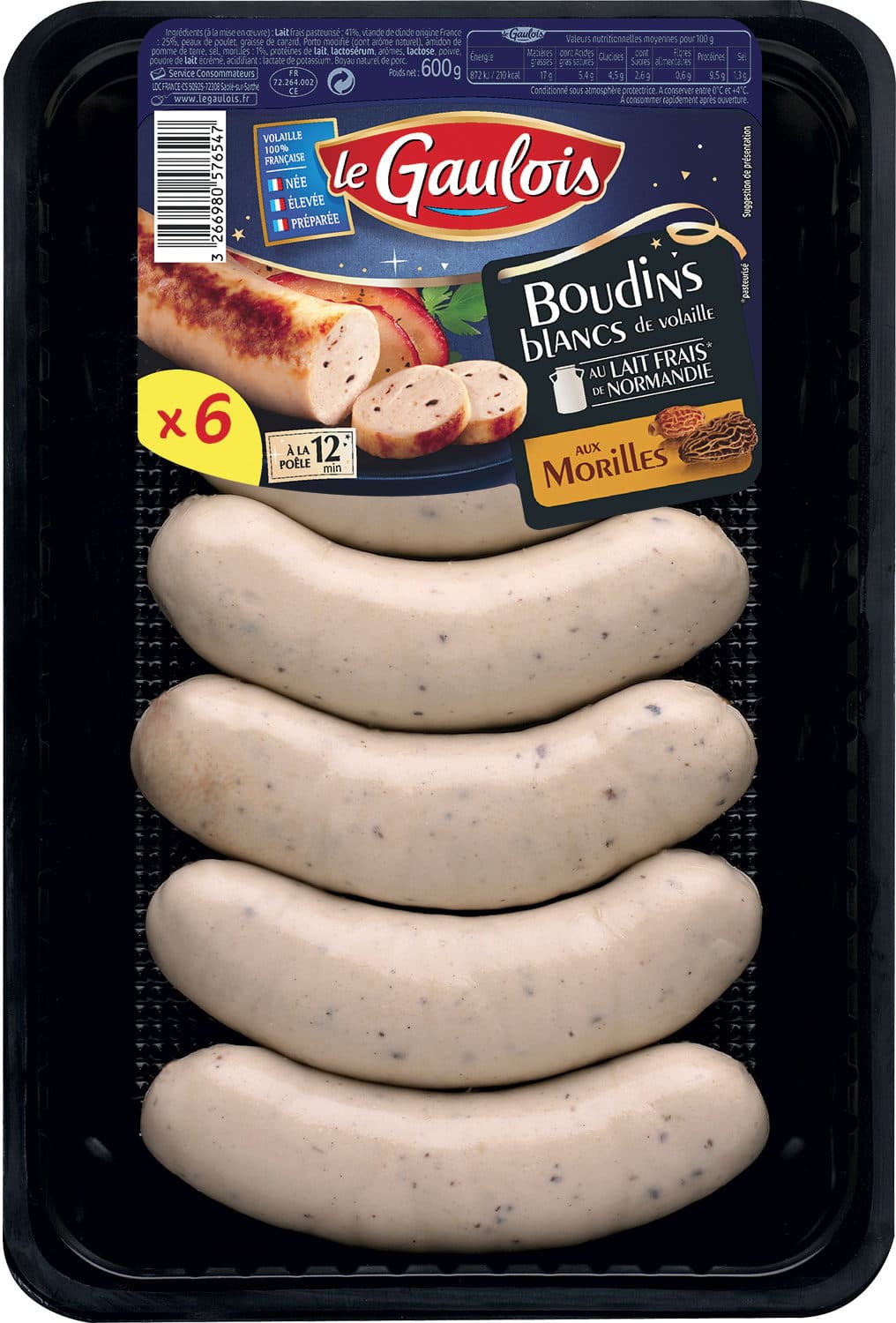 Le gaulois Boudins Blancs aux Morilles x6 packshot