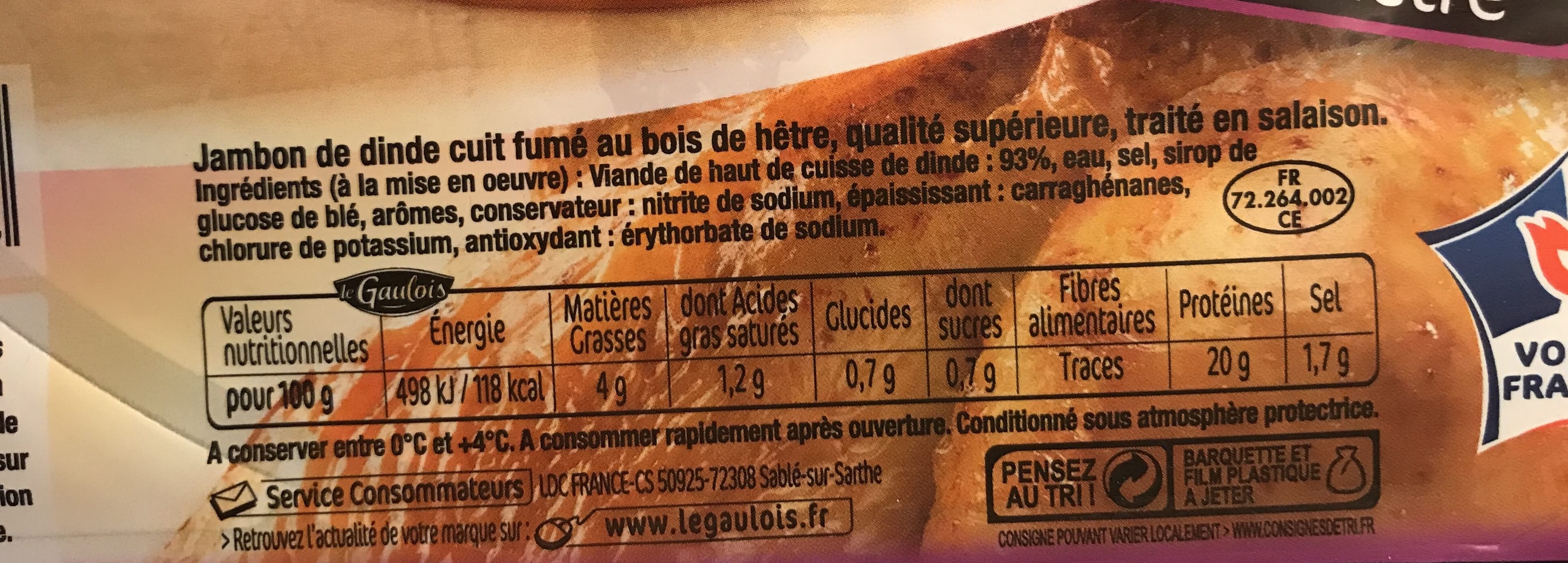Le Gaulois Jambon de Dinde Fumé packshot
