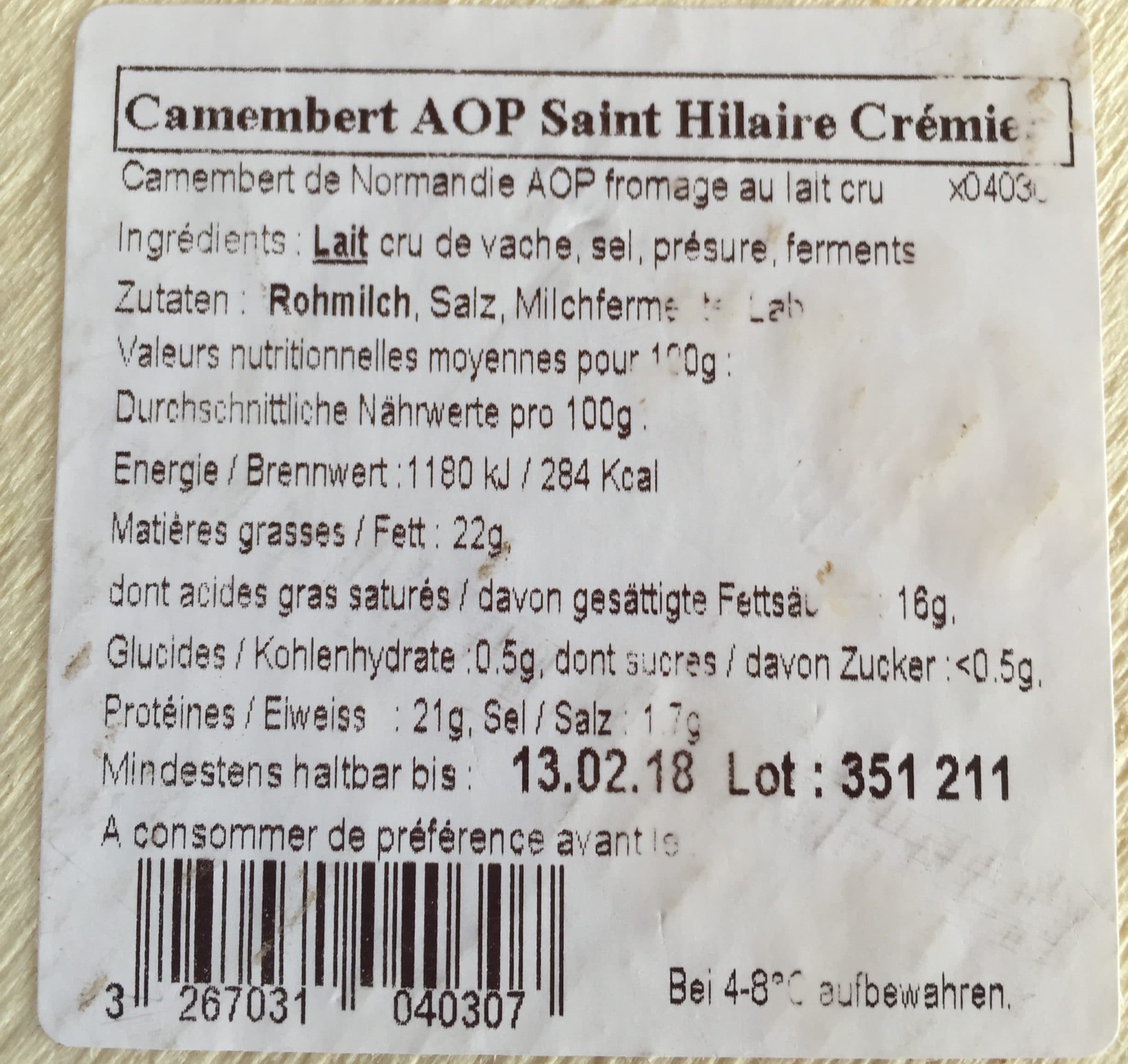 SAINT HILAIRE Camembert de Normandie au lait cru packshot