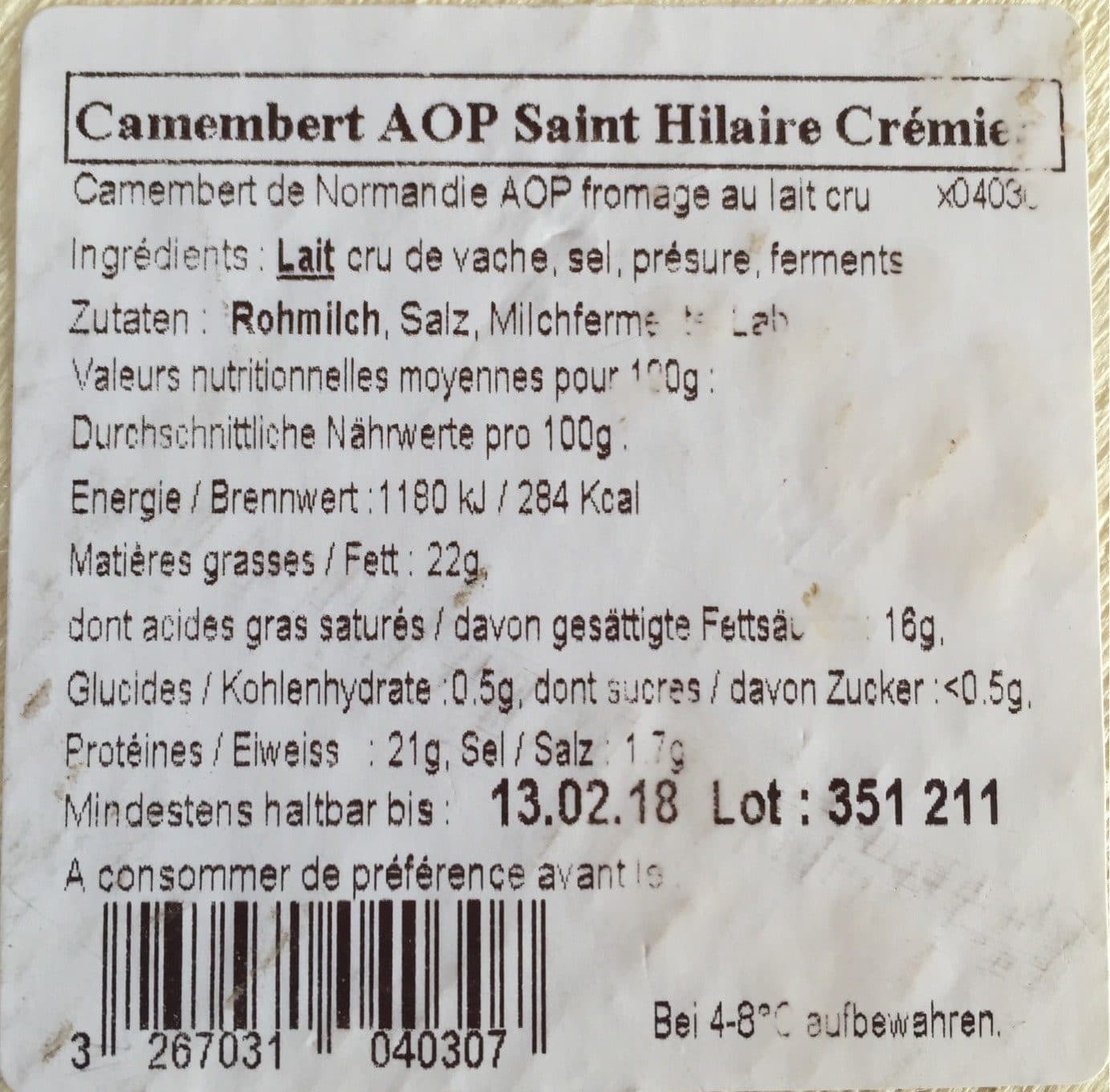 SAINT HILAIRE Camembert de Normandie au lait cru packshot