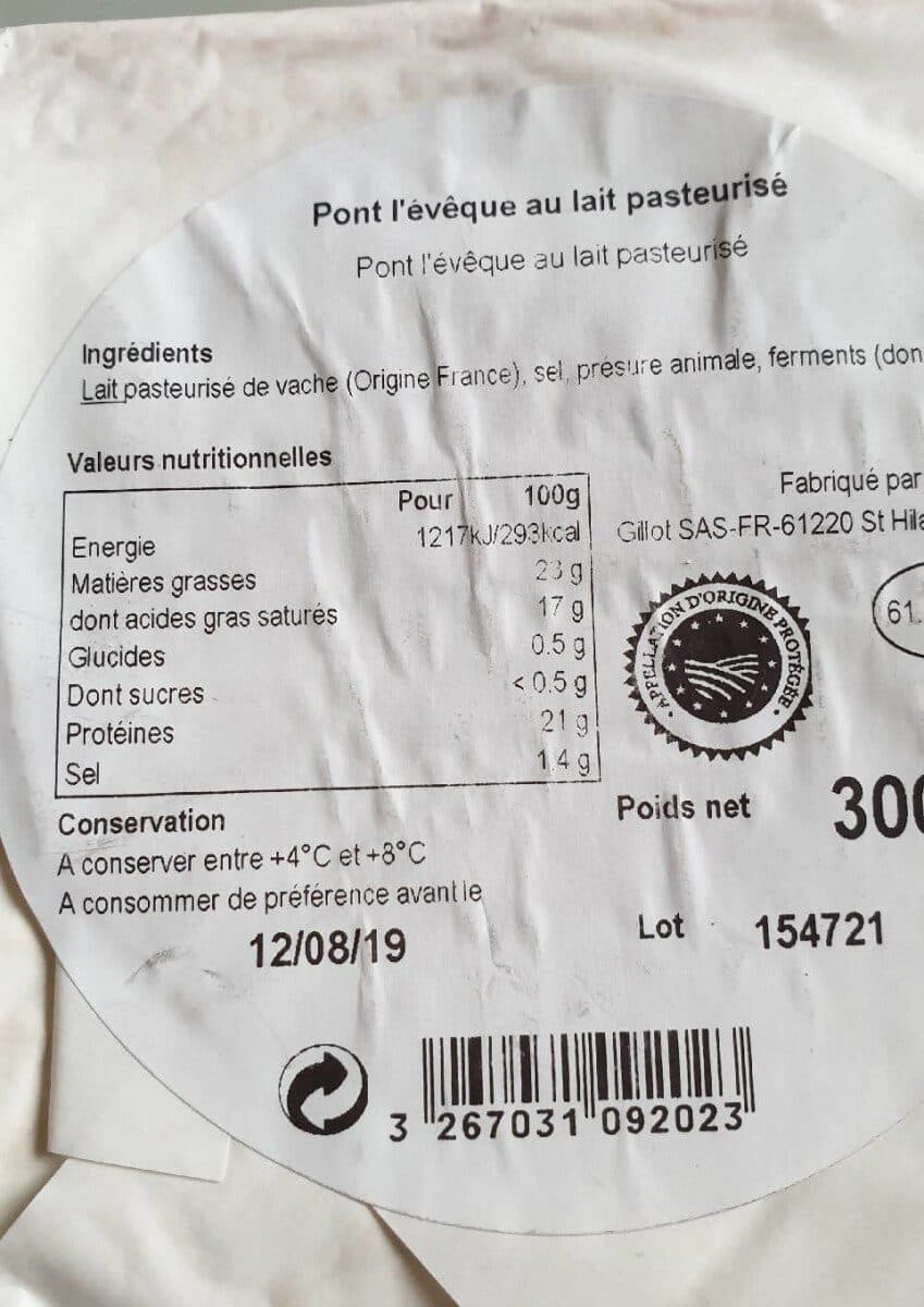 Gillot Pont L'evêque au lait pasteurisé packshot