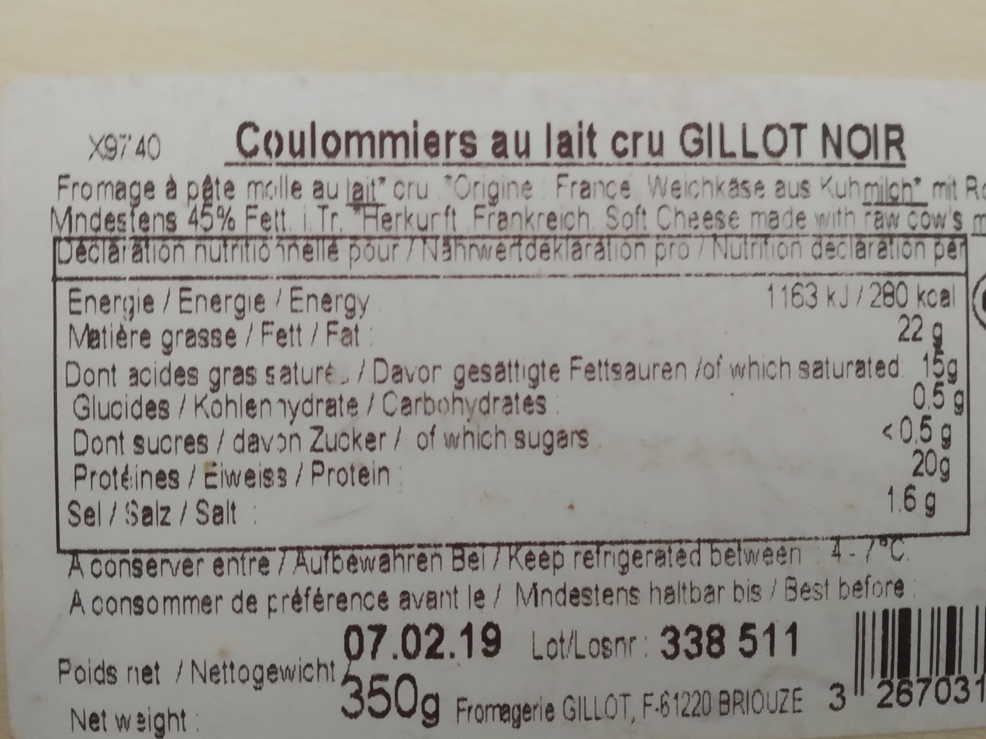 Gillot Coulommiers au lait cru (22 % MG) packshot