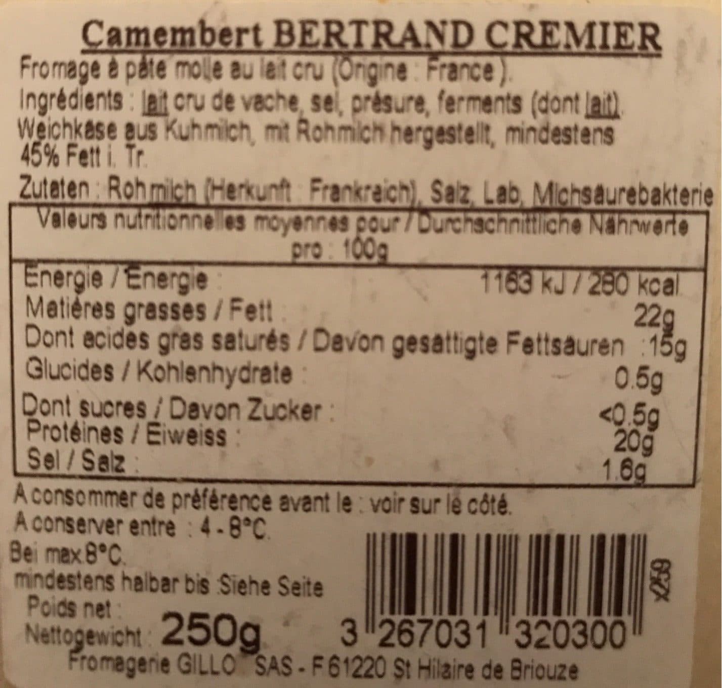 Bertrand Père & Fils Camembert au Lait Cru packshot
