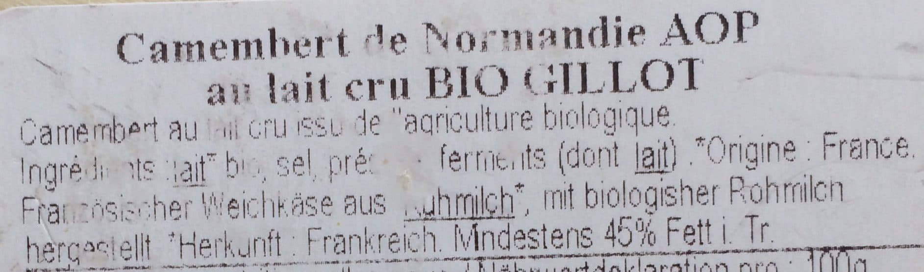 Gillot Camembert Normand Aop packshot
