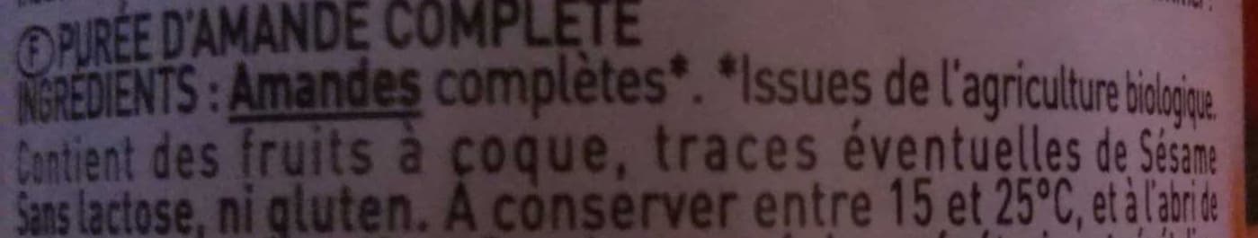 Perl'amande Purée crue d'amandes complètes packshot