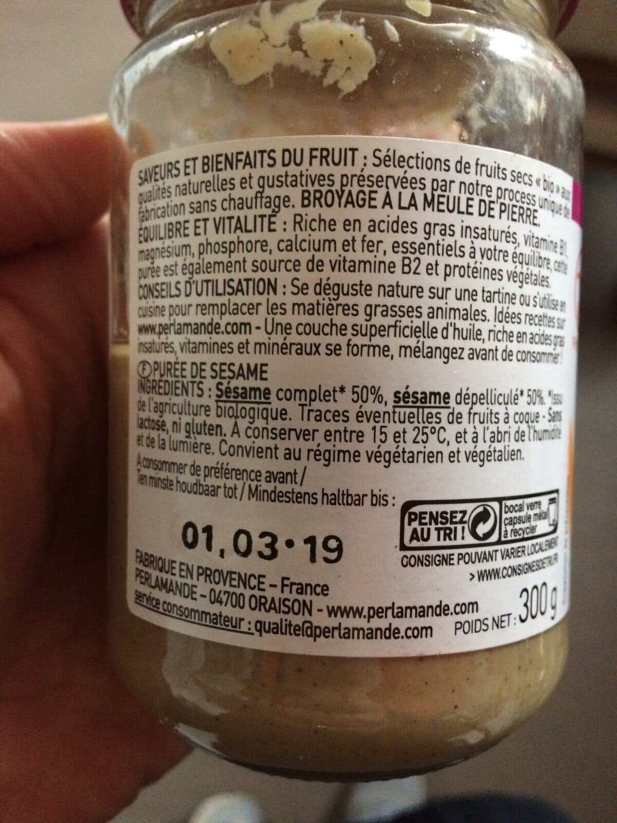 Perl'amande PUREE DE SESAME DEMI COMPLET packshot