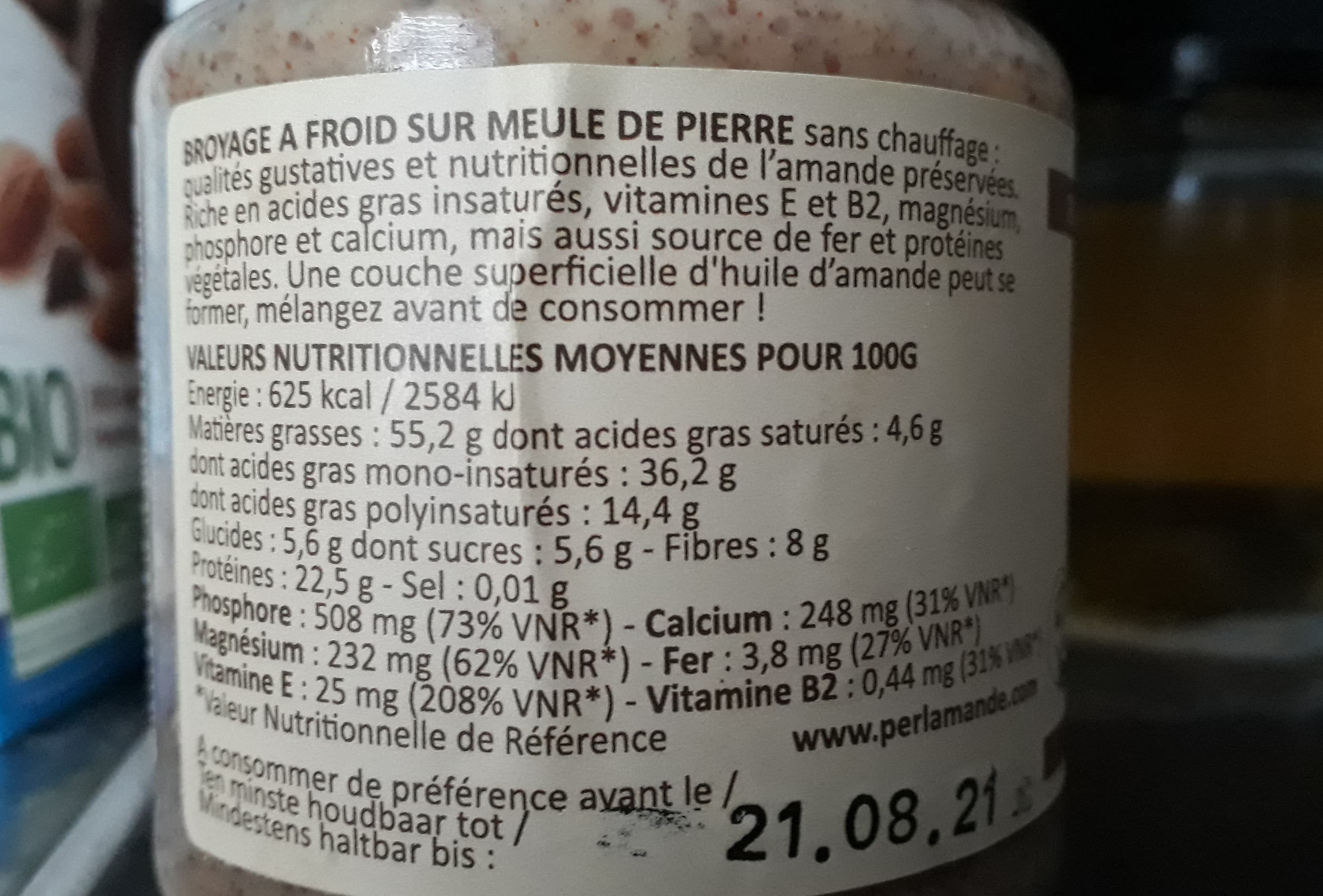 Perl amande Purée crue d'amande complète packshot