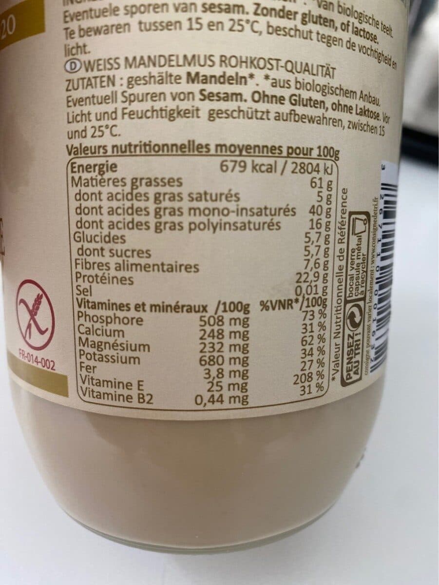 Perlamande Puree Crue D'amande Blanche packshot