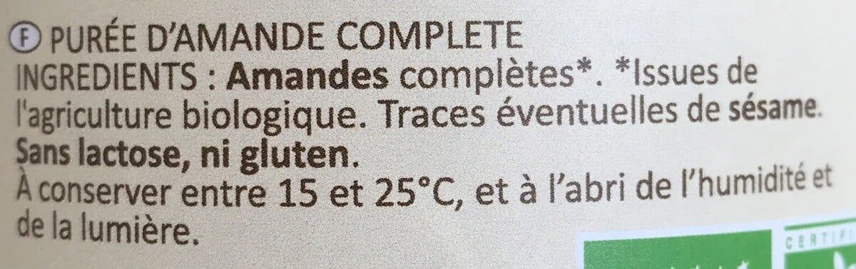Perl\'Amande Purée crue amande complète packshot