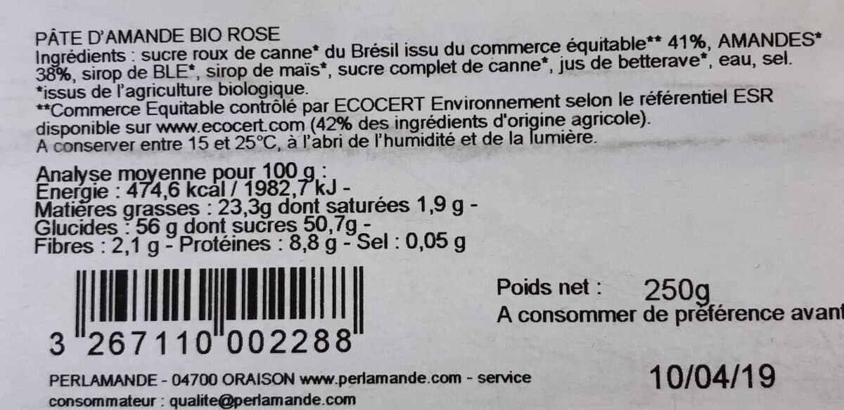Perle'amande 250G Pate D'amande Rose packshot