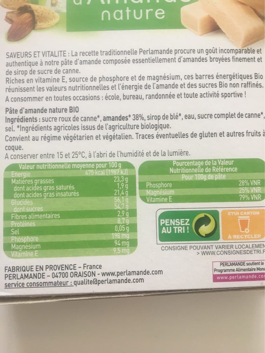 Perlamande Epicerie / Epicerie Sucrée / Pâtes D'amandes Bio packshot