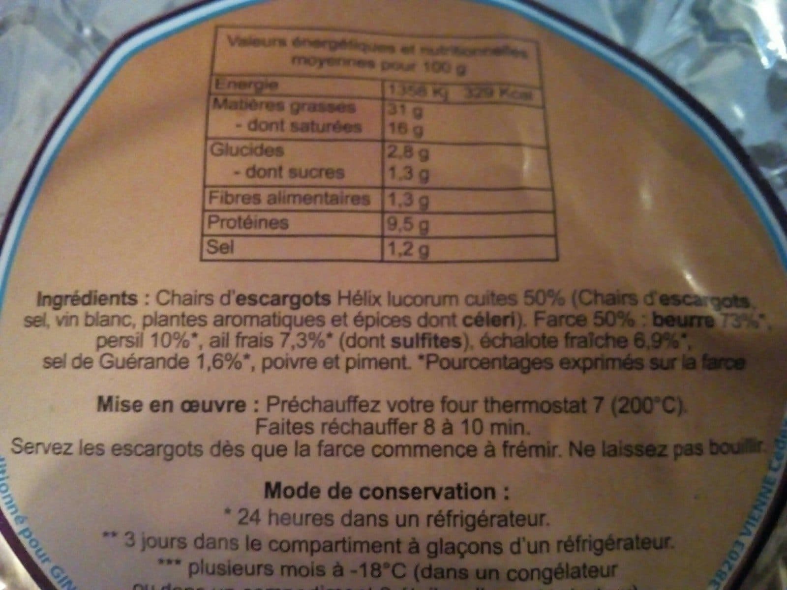 Gineys 12 escargots Extra Gros packshot