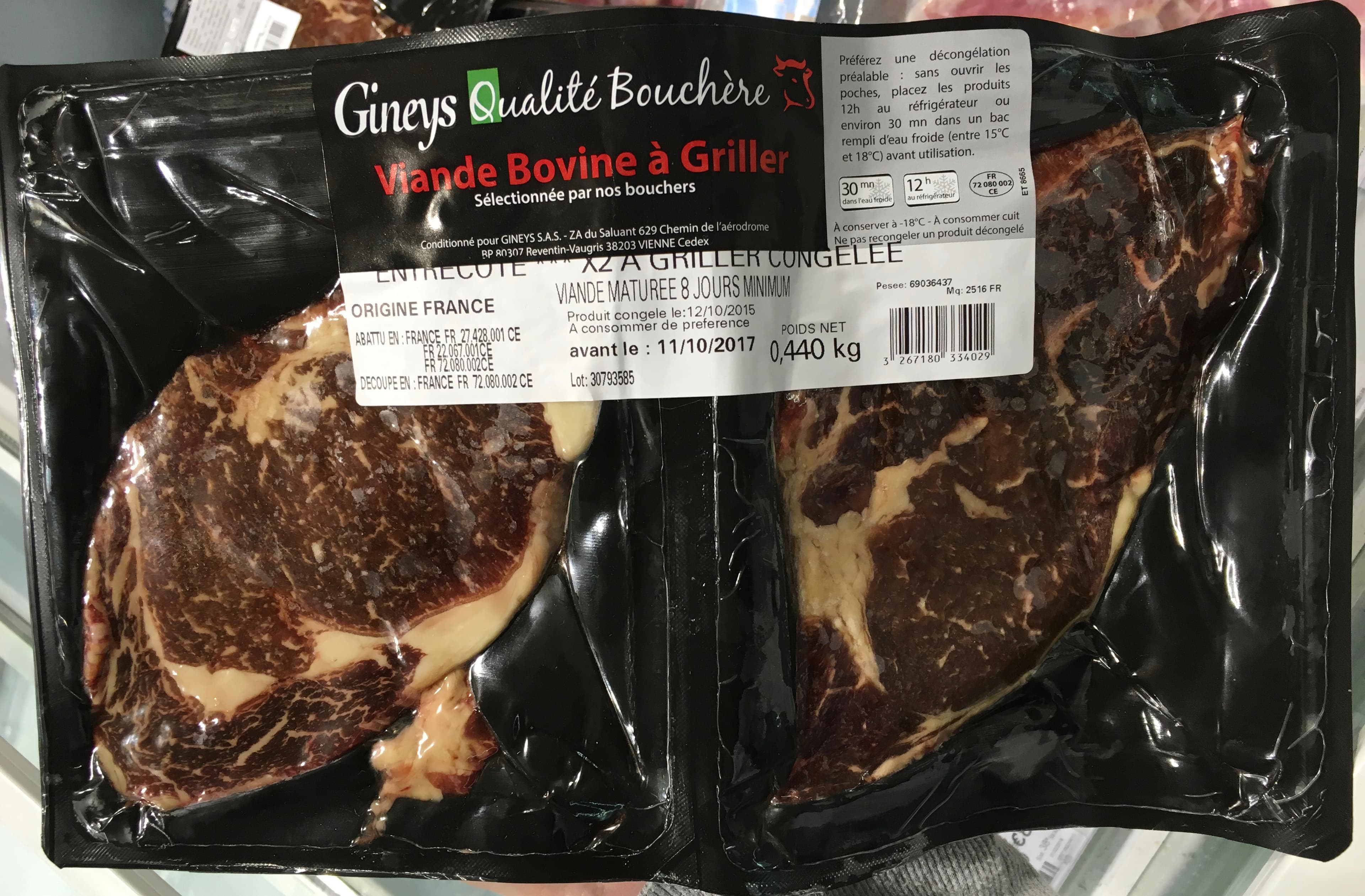 Gineys Viande bovine à griller packshot