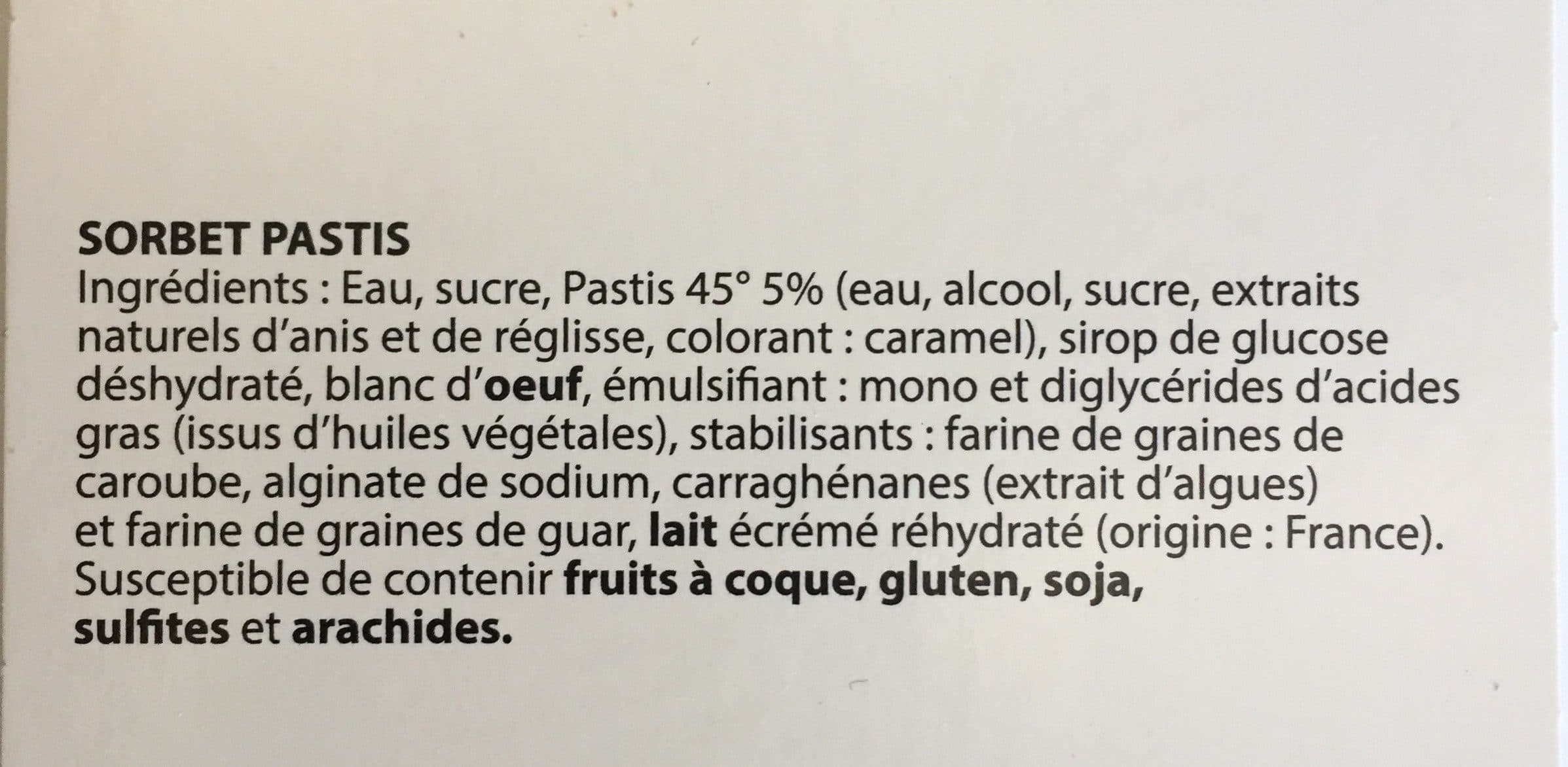 Open Food Facts Sorbet Pastis packshot