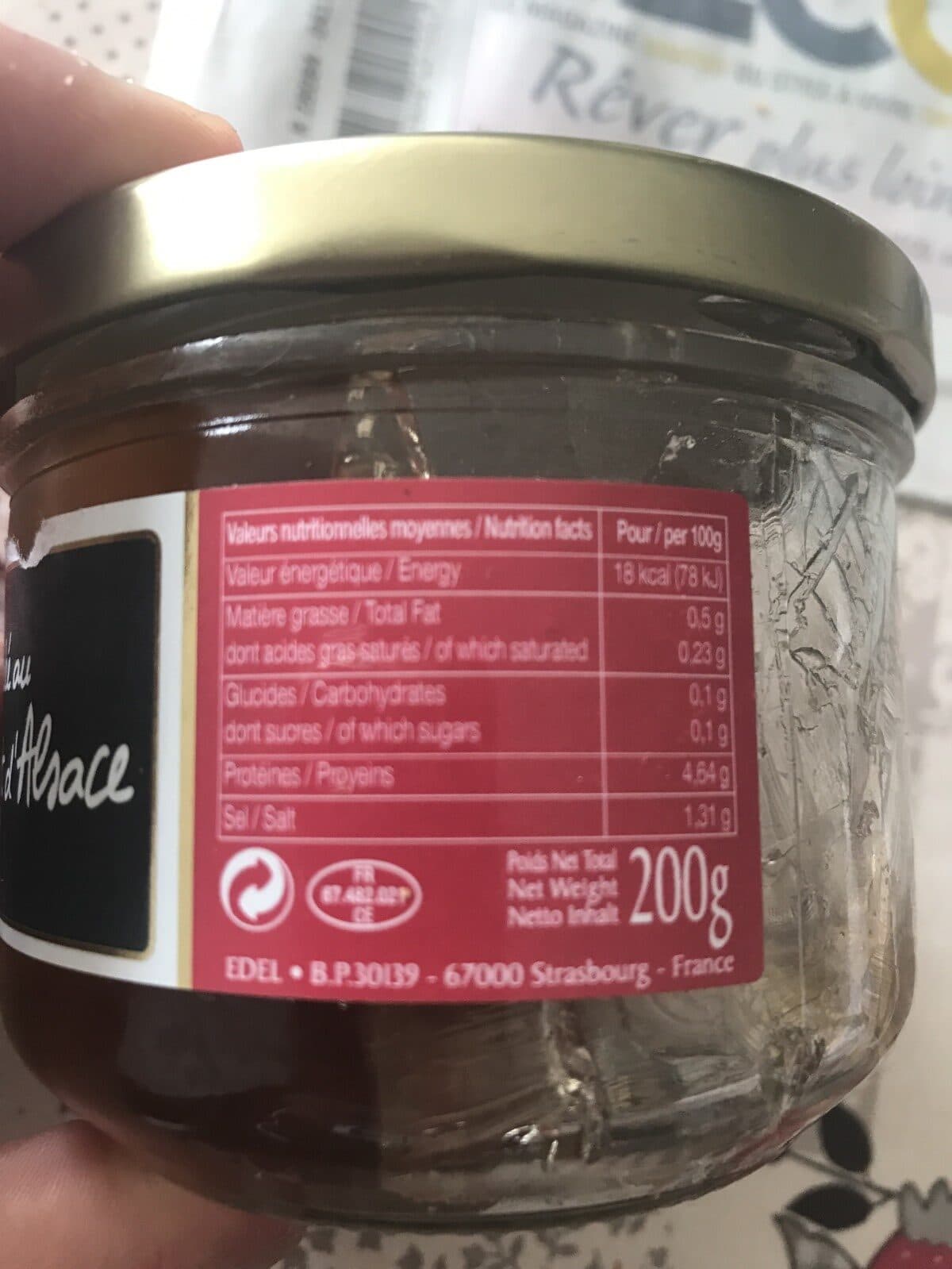 Open Food Facts Gelée au muscat d'Alsace packshot