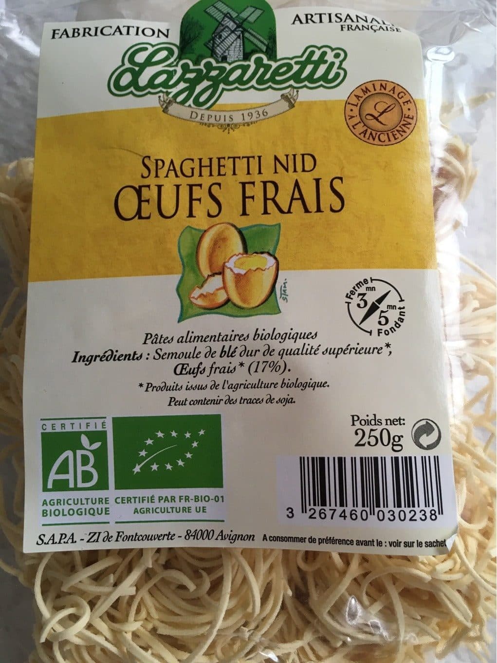 Lazzaretti Spaghetti nid oeufs frais packshot