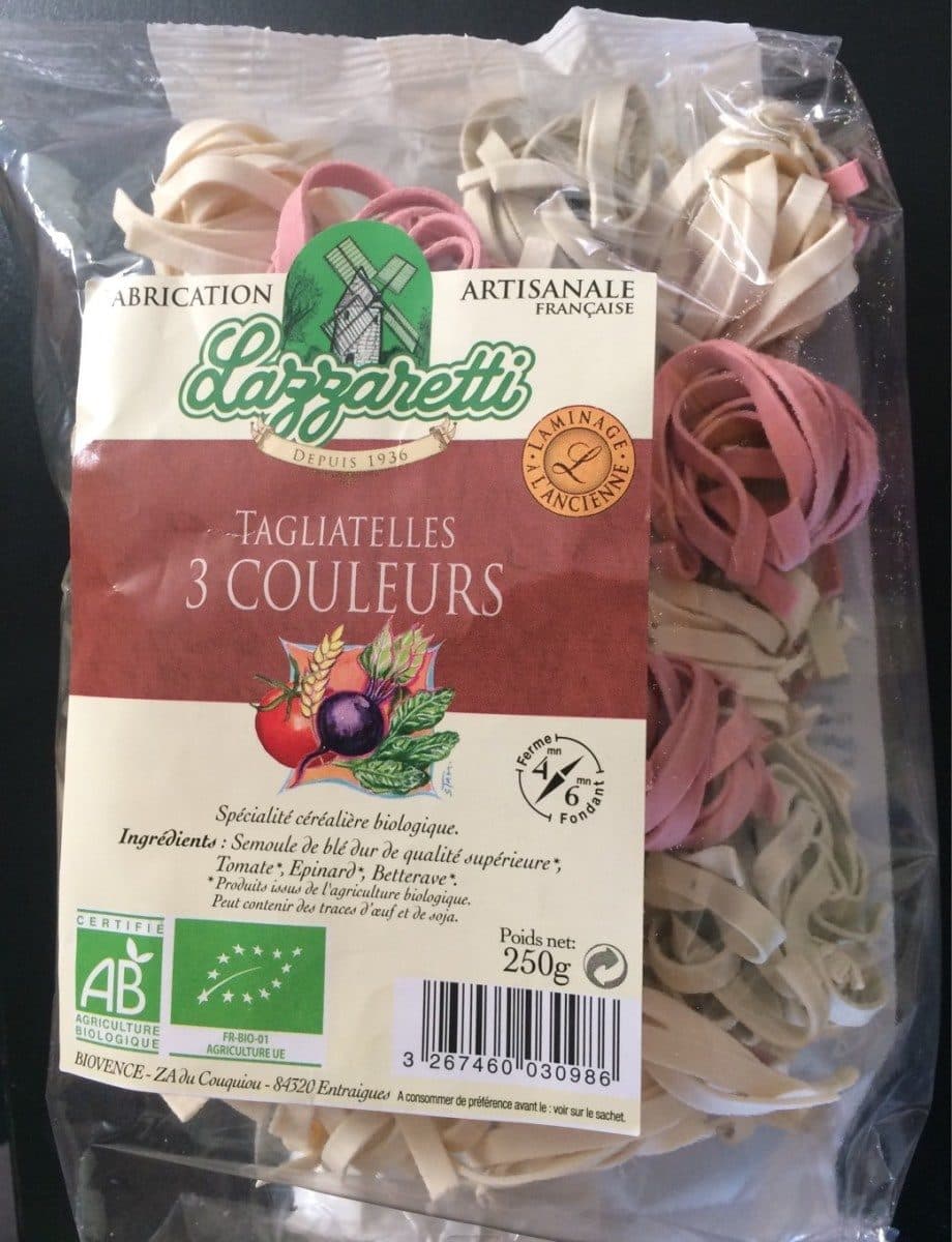Lazzaretti Tagliatelles 3 couleurs bio packshot