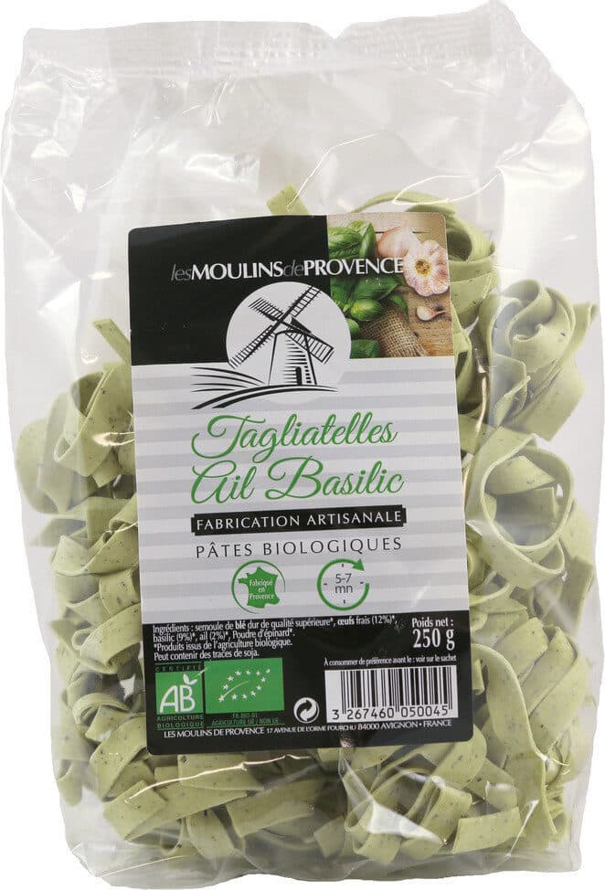 Les Moulins De Provence Tagliatelle Bio au Basilic packshot