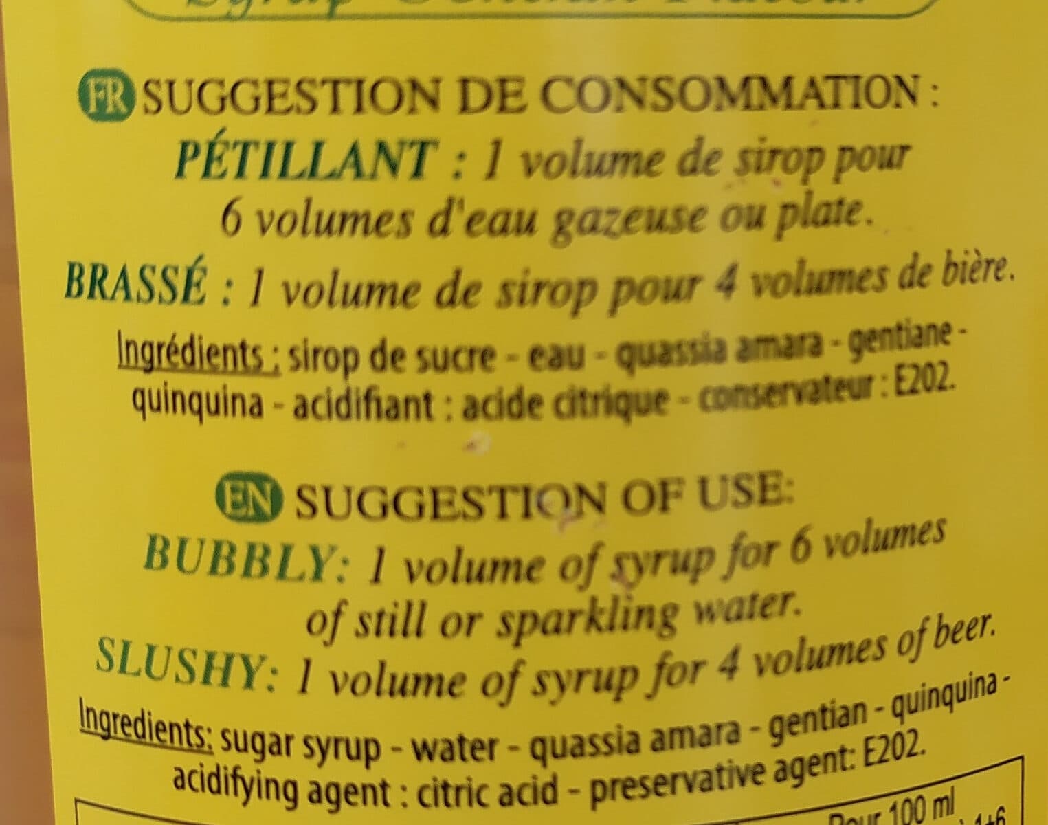 Open Food Facts Sirop De Gentiane Salers - 100CL packshot