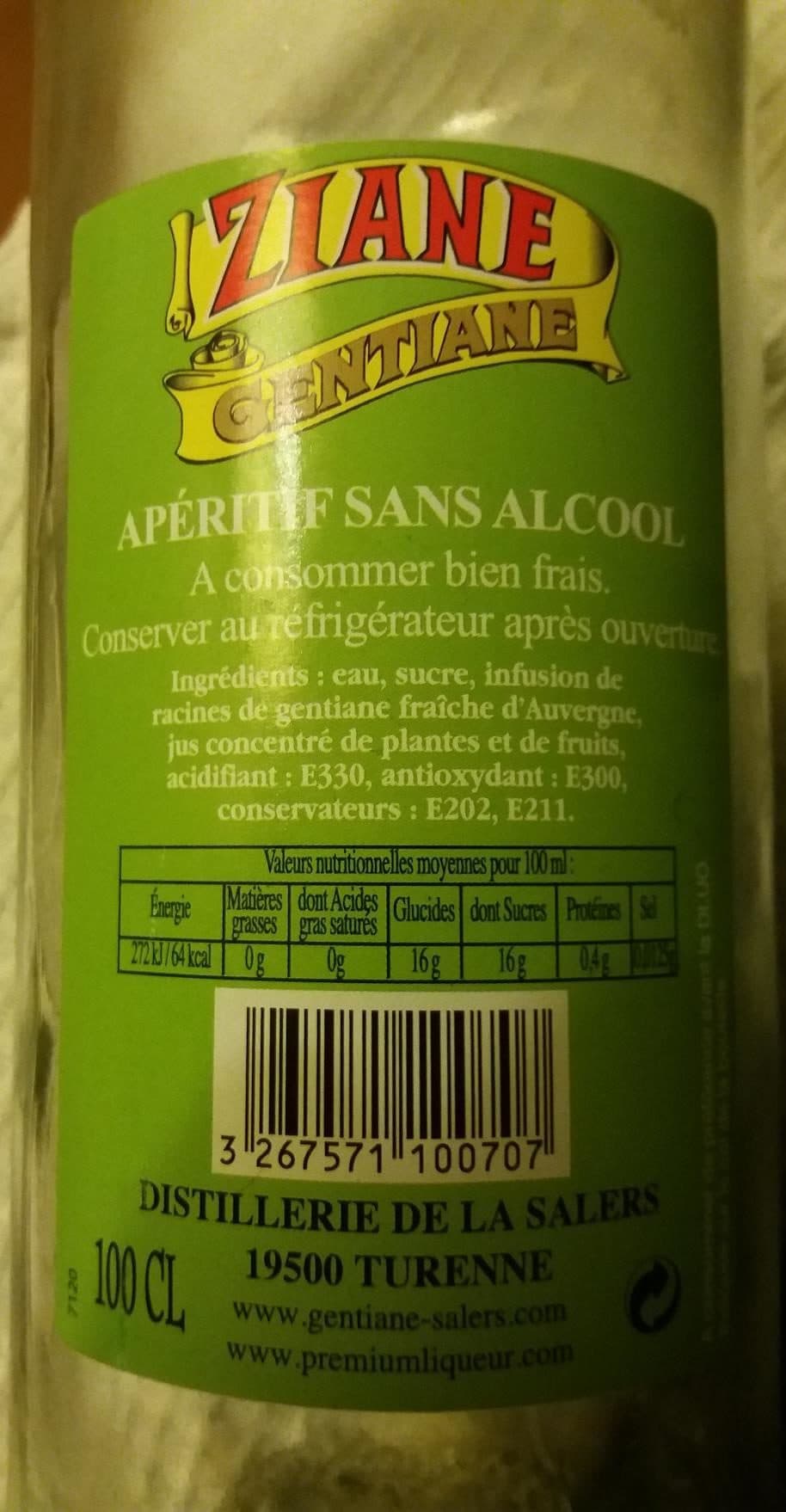 Distillerie de la Salers Ziane Gentiane packshot