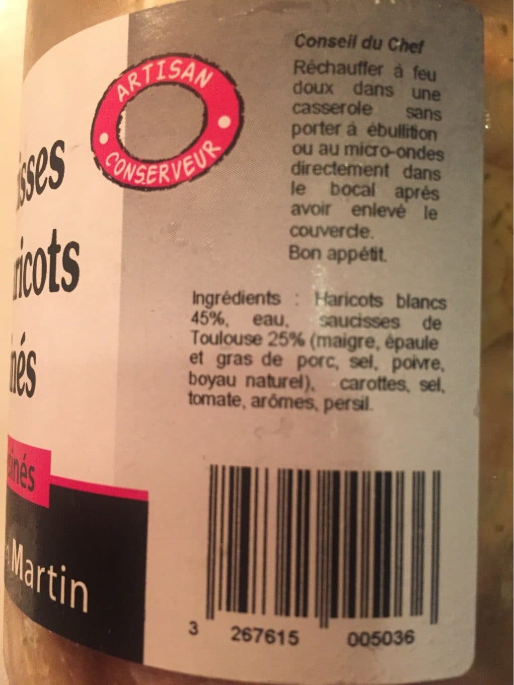 Alain Martin 4 saucisses aux Haricots cuisinés packshot