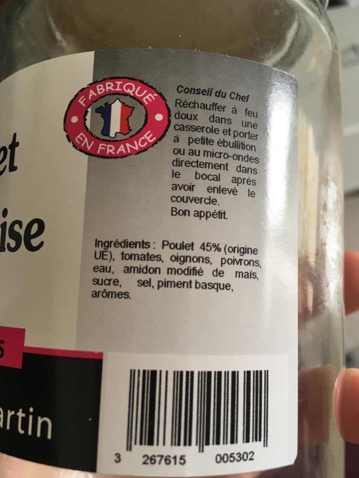 Alain Martin Les cuisinés - Poulet basquaise packshot