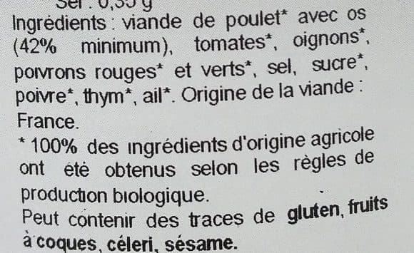 MARTIN BIO Poulet basquaise bio packshot