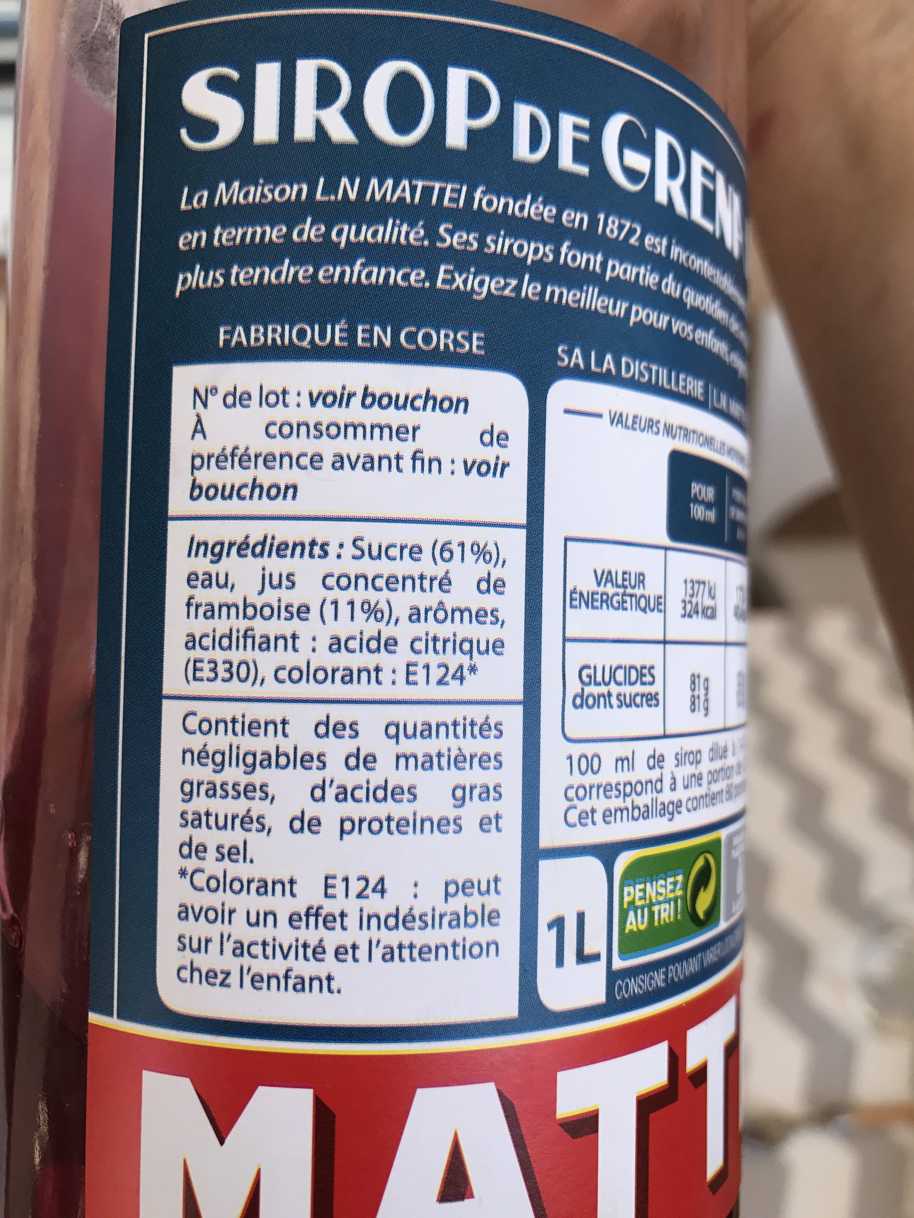 Mattei Sirop de grenadine packshot
