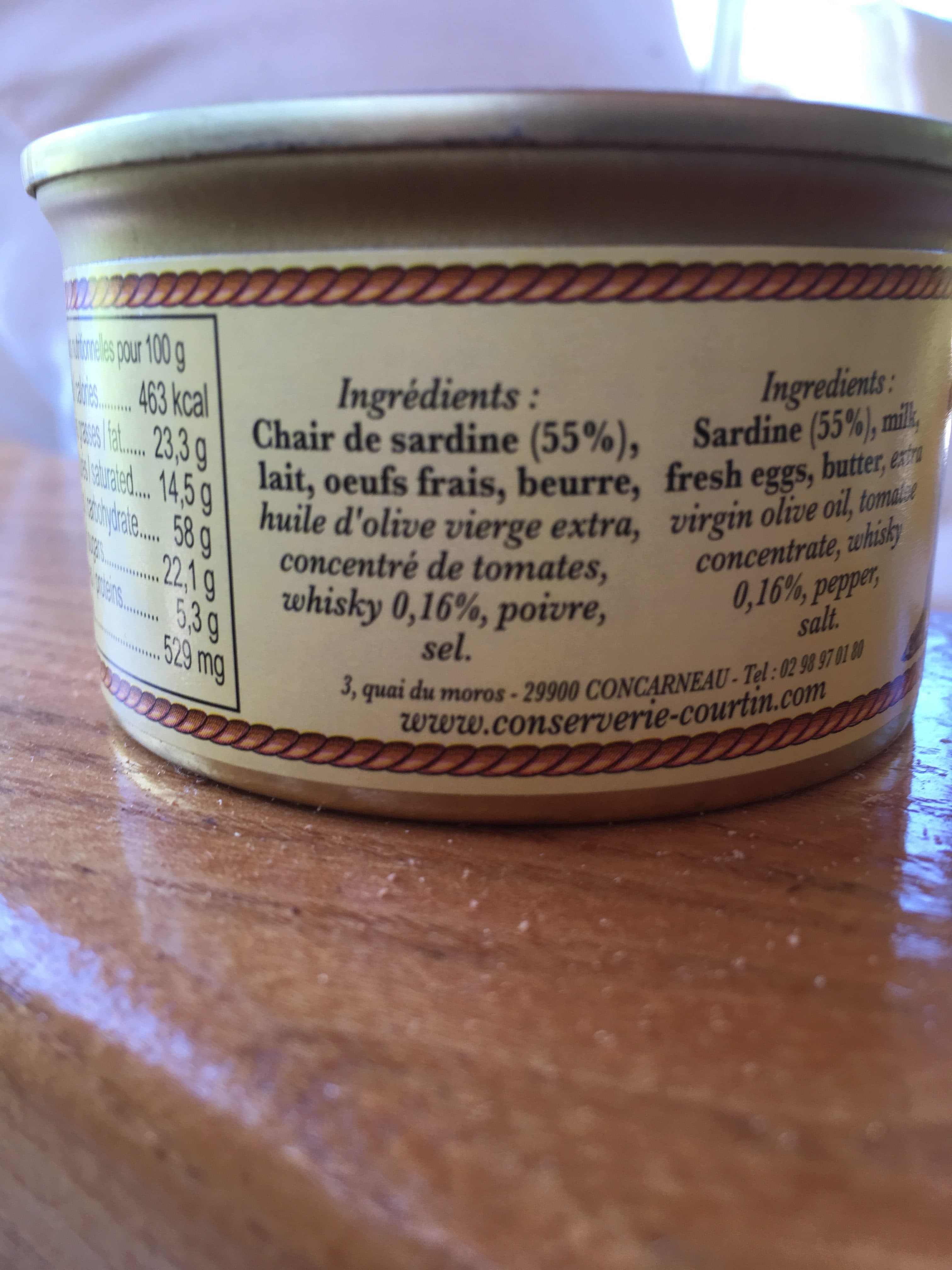 Conserverie Courtin Crème de sardines au whisky packshot