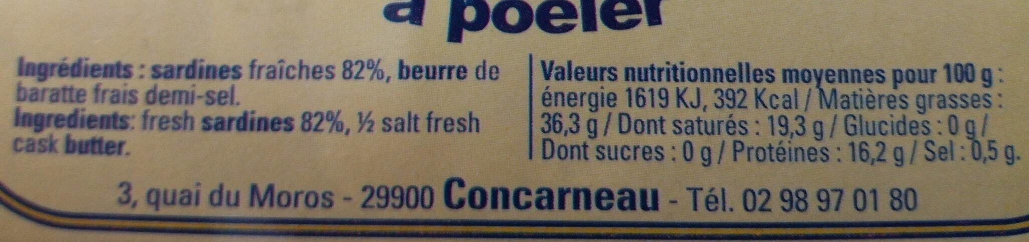 Conserverie Courtin Sardines au beurre de baratte à poêler packshot