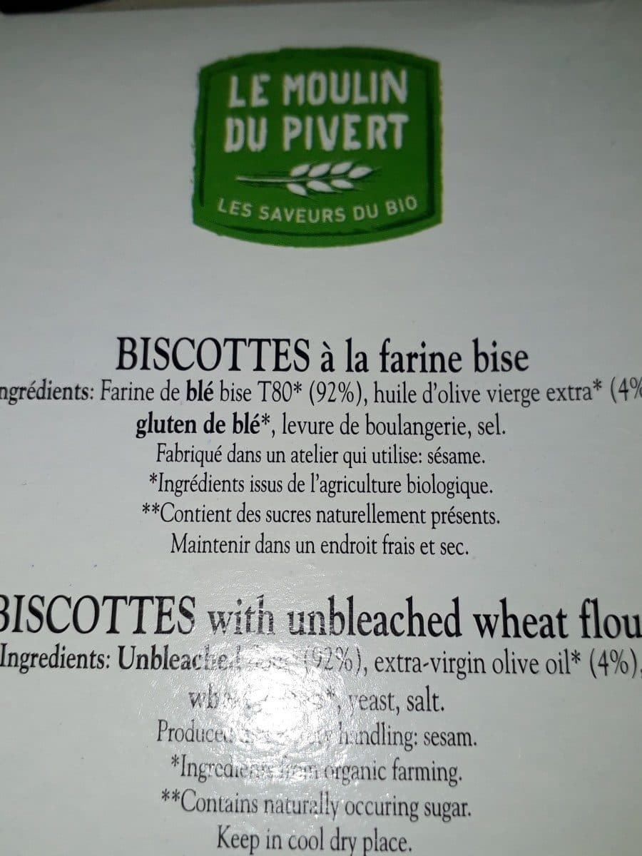 Le Moulin du Pivert Biscottes packshot
