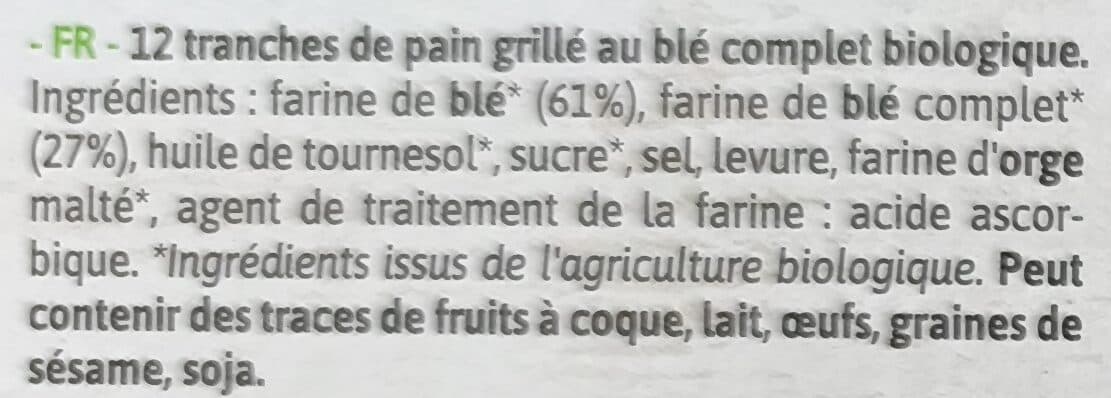 Le moulin du pivert Pain grillé à la farine complète packshot
