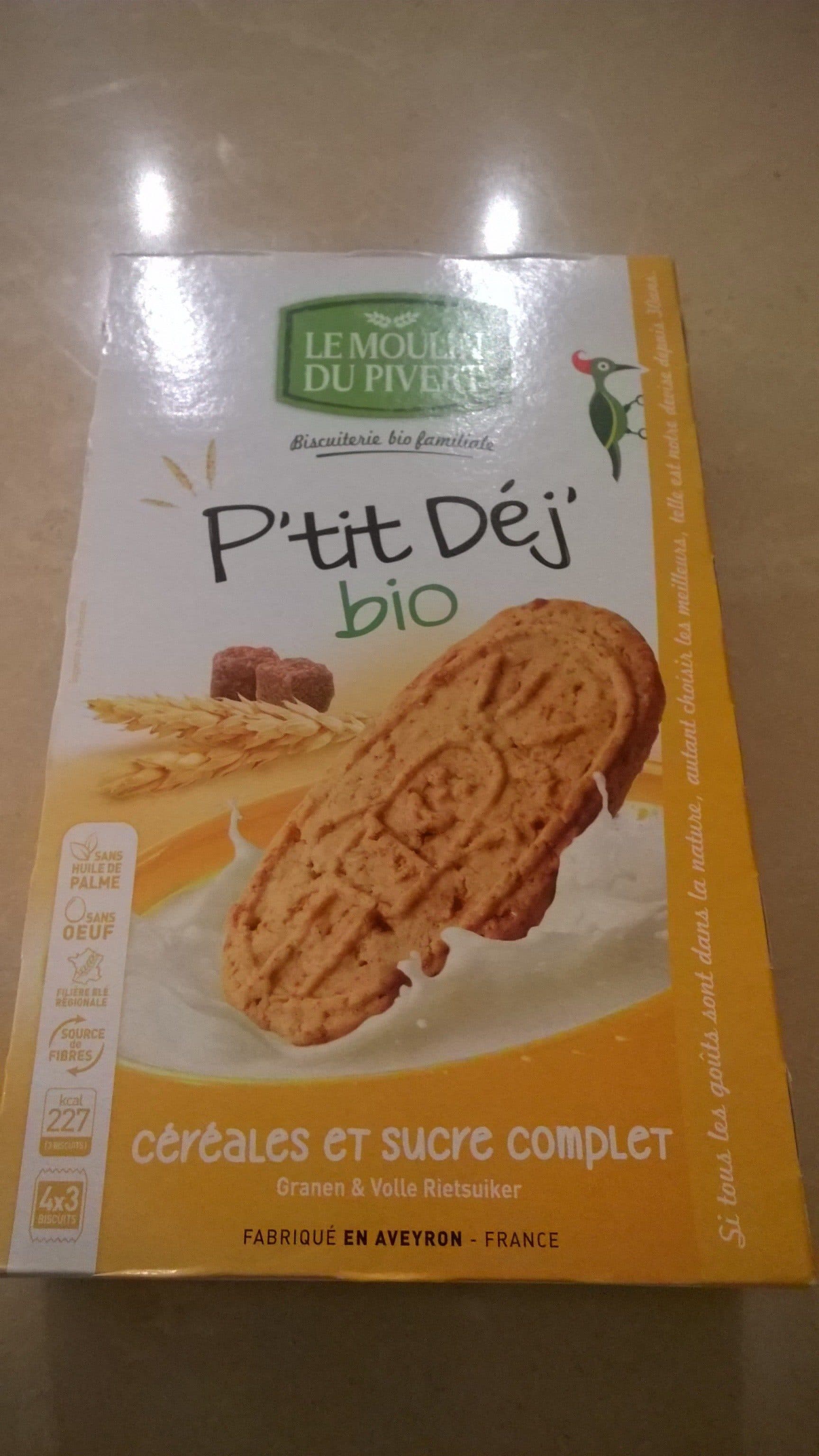 Le moulin du pivert P'tit Déj' Bio Céréales et sucre complet packshot
