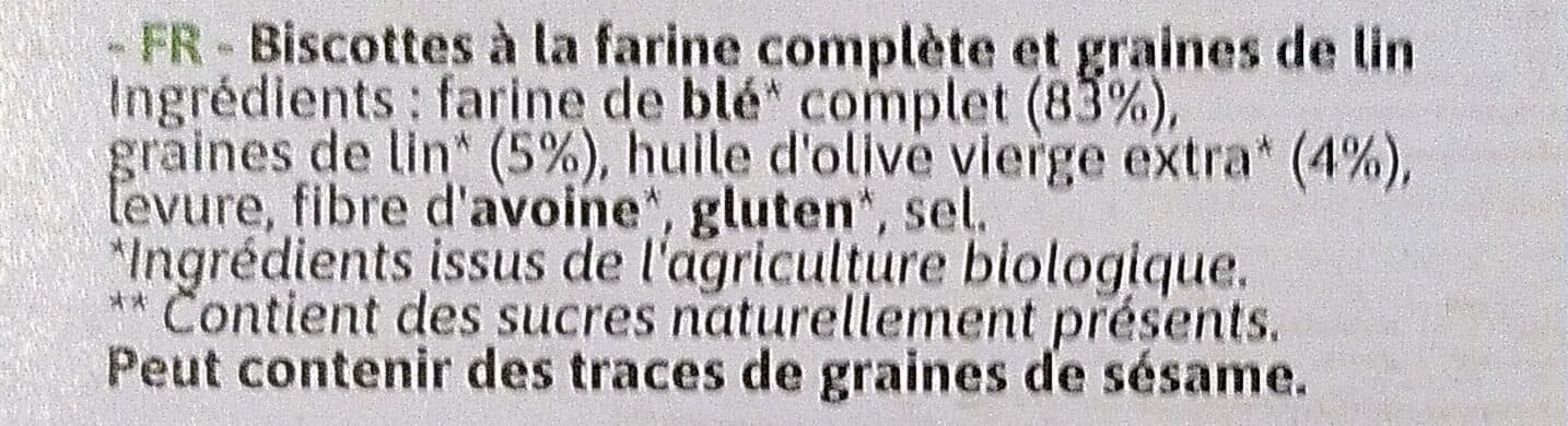 Le Moulin du Pivert Biscottes farine complète graines de lin packshot