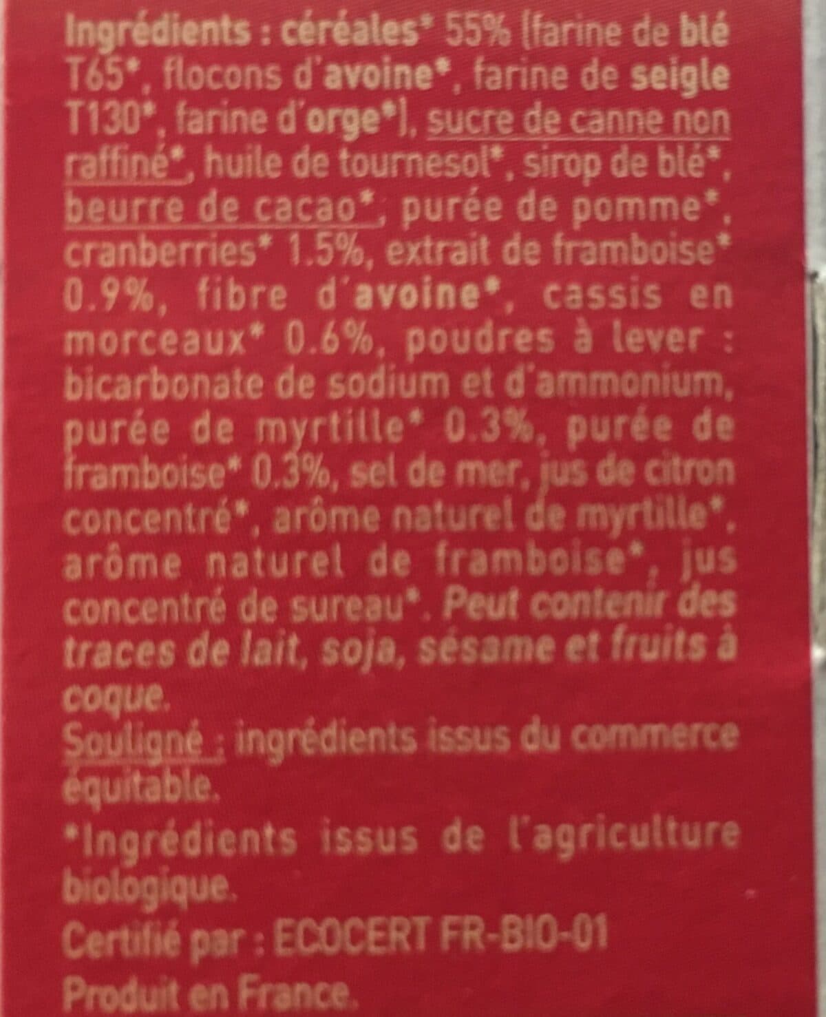 Le Moulin du Pivert Biscuits P'tit Déj' bio - Céréales et fruits rouges packshot