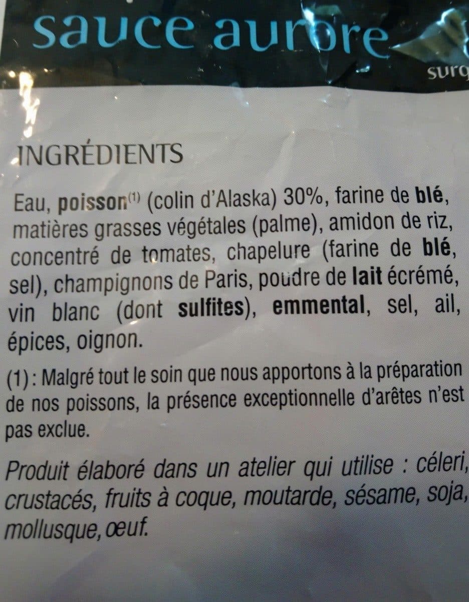 Open Food Facts Gratins de poisson sauce aurore packshot